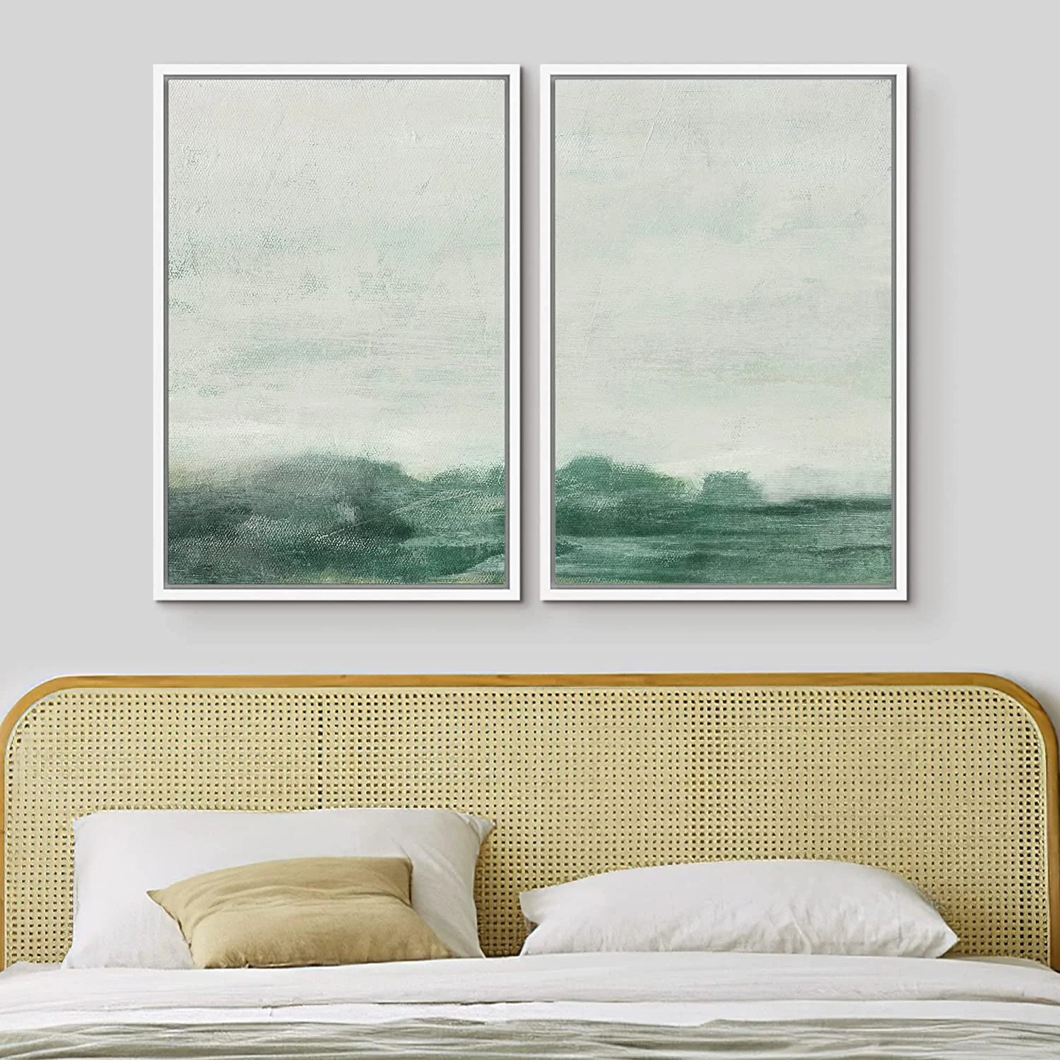 IDEA4WALL Framed Canvas Print Wall Art Set of 2 Watercolor Pastel Duotone Tan Landscape Abstract Modern Art Multicolor Contemporary Artwork for Bedroom, Office - 16"x24"x2 Panels Natural - Image 26