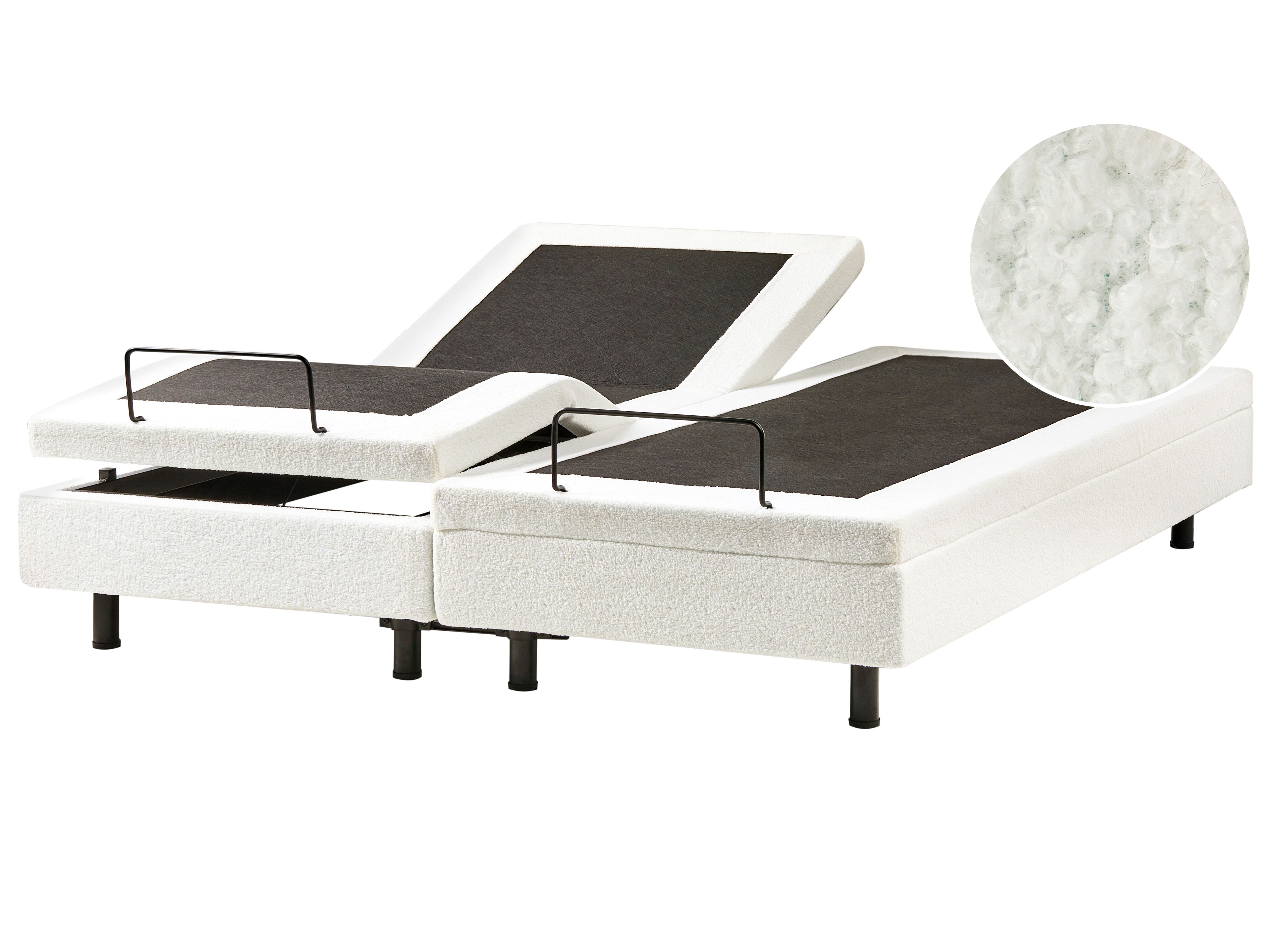 Adjustable Bed without Headboard Boucle DUKE 180 x 200 cm (EU Super King) Off-White