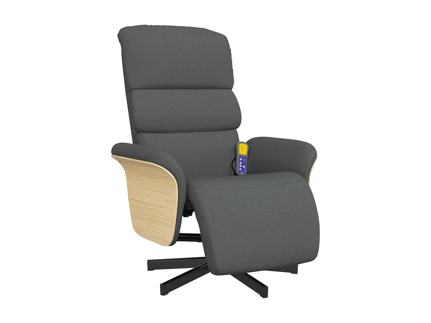 Fauteuil inclinable-Fauteuil salon de massage et repose-pieds gris foncé tissu SHL4952