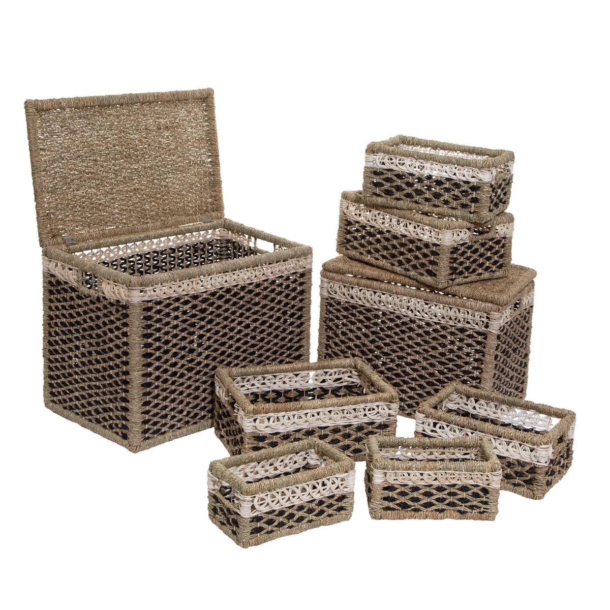 Set of 8 rectangular baskets Brown
