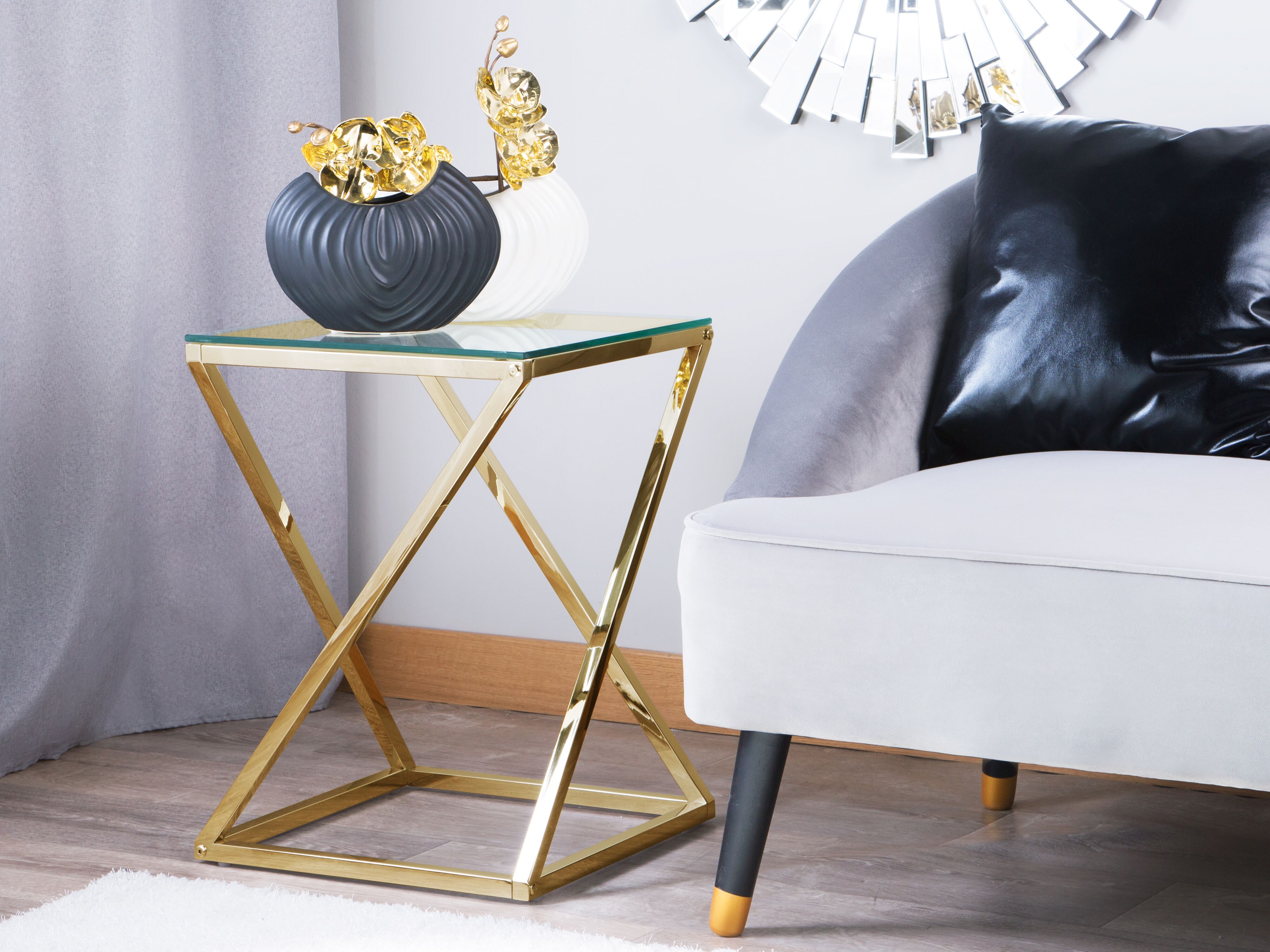 Side Table BEVERLY Glass Gold