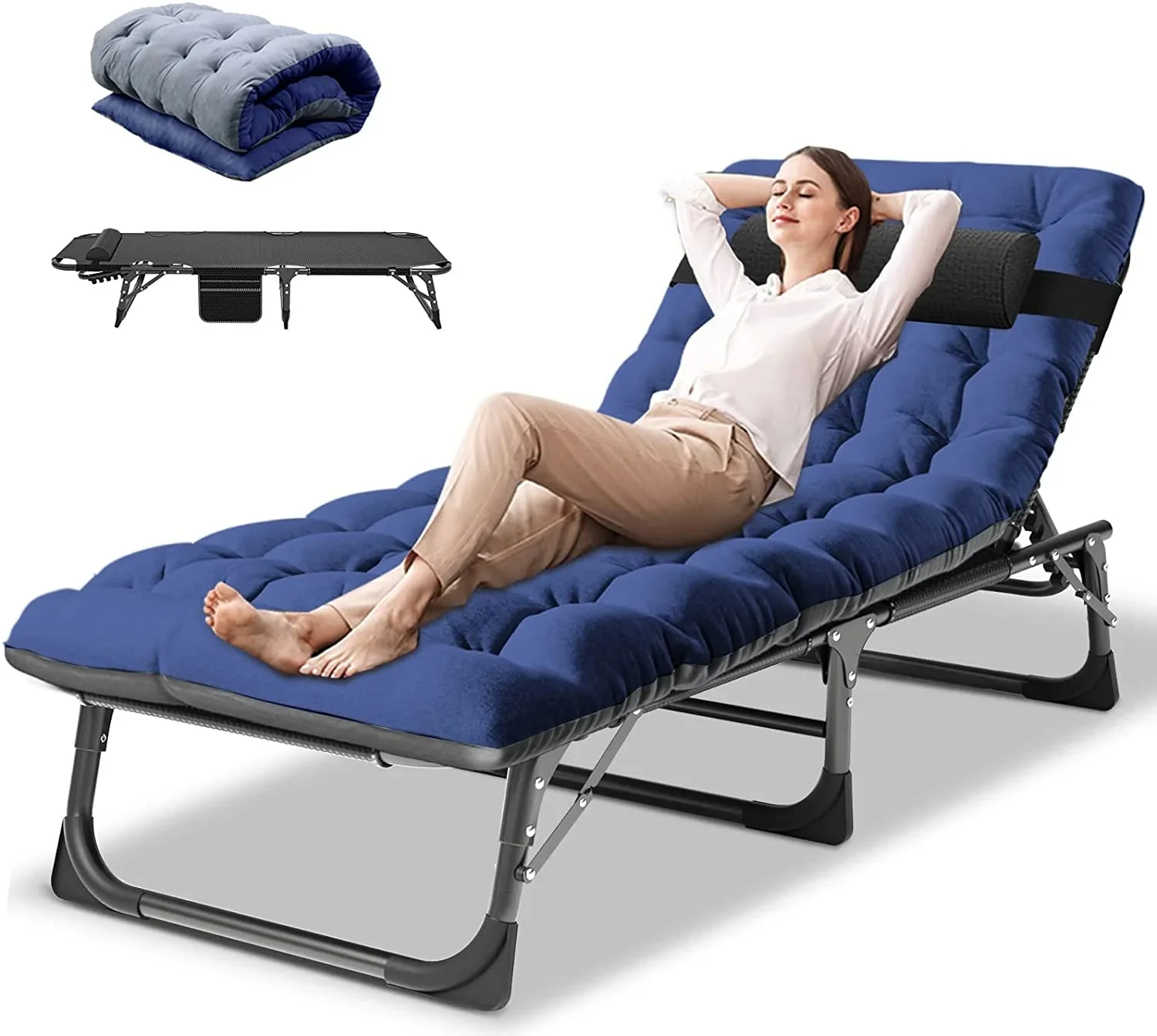 Slsy 5-Position Adjustable Folding Lounge Chair And Cot - 75.2" x 25.6" x 11.8" - Image 81 Slsy 5-Position Adjustable Folding Lounge Chair And Cot - 75.2" x 25.6" x 11.8" - Image 81