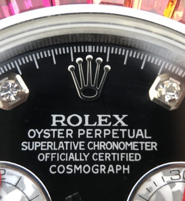Replica Rolex Daytona 116599 Colorful Crystal Bezel Black Dial SS Bracelet A7750 - Elite Watch Atelier