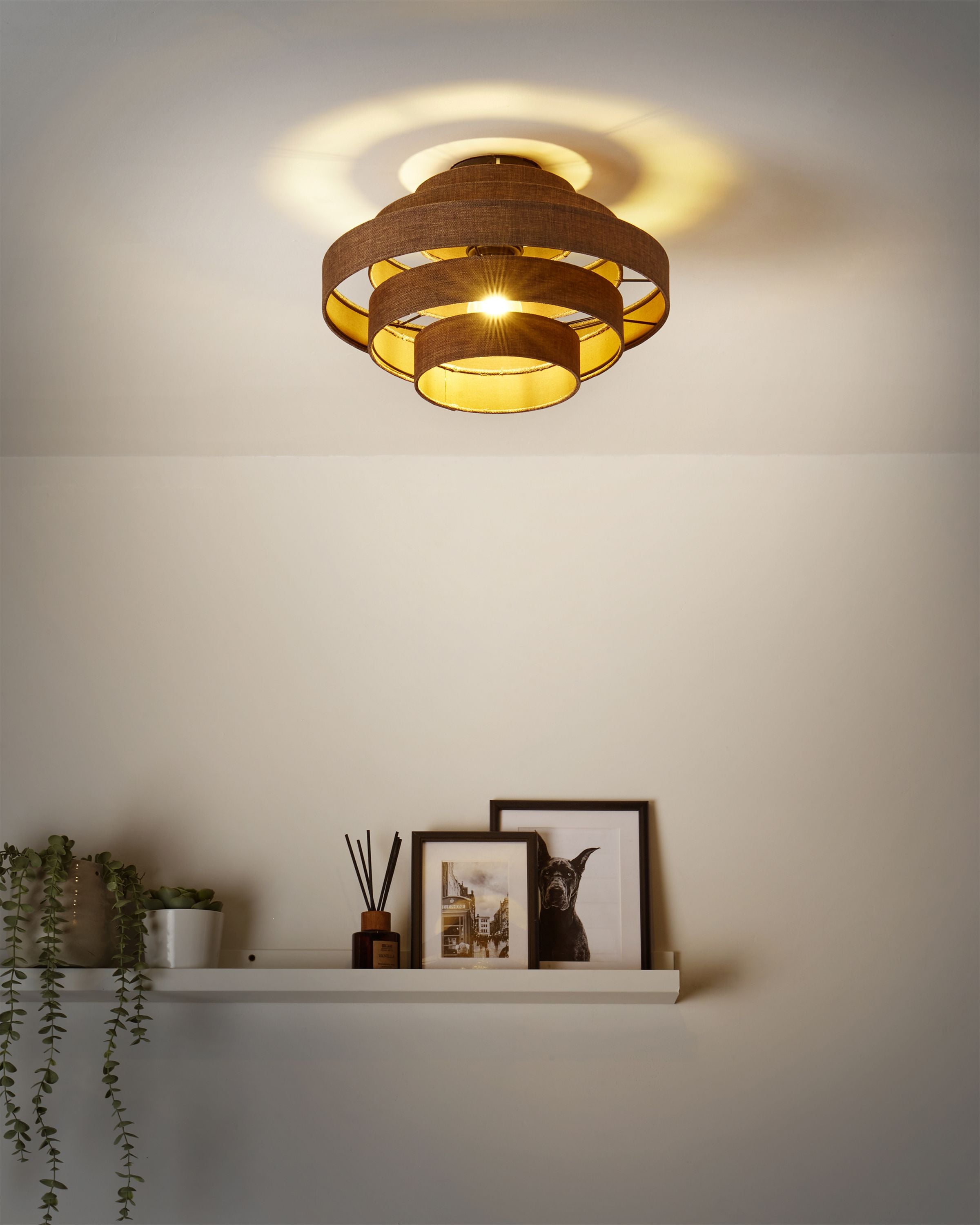 Ceiling Lamp EREBATO Linen Brown