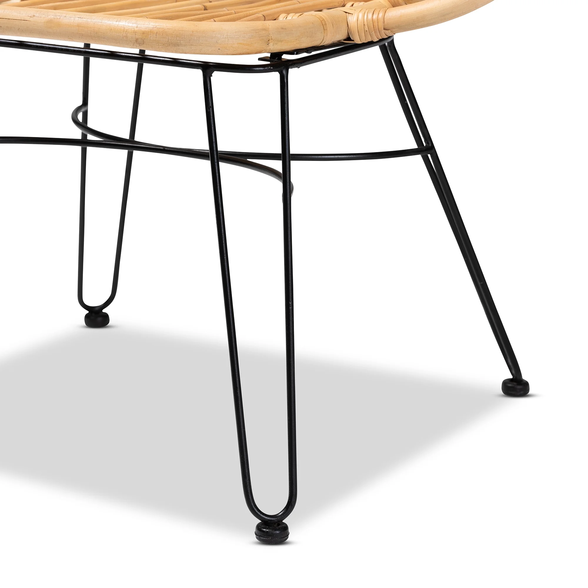 bali & pari Garan Modern Bohemian Natural Brown Rattan and Black Metal Accent Chair - Image 7