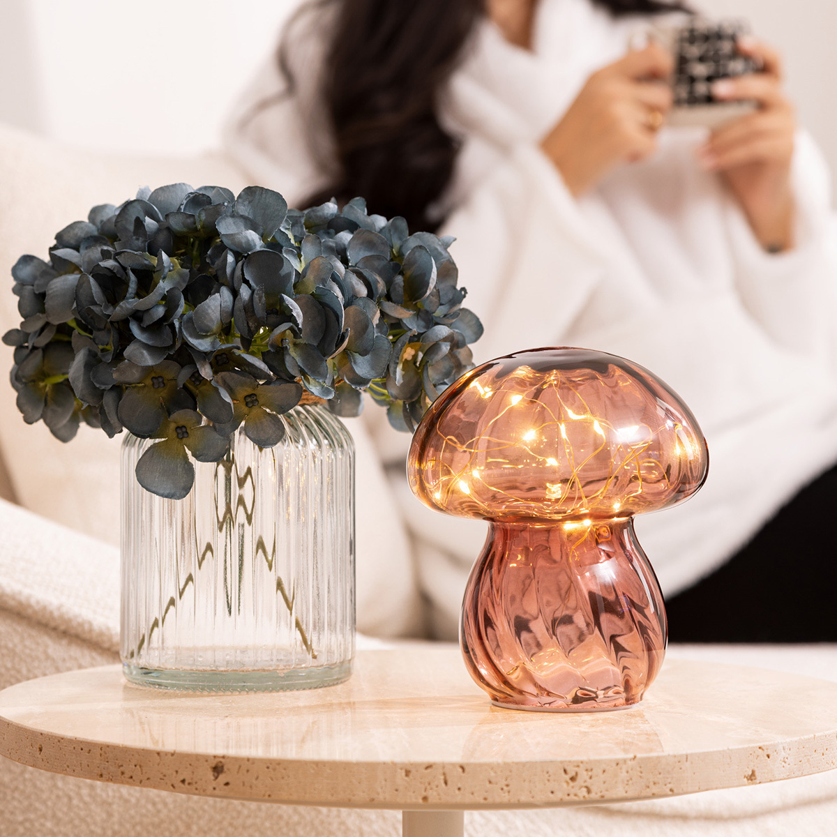 LED table lamp "Malu" Antique rose, H.15 cm