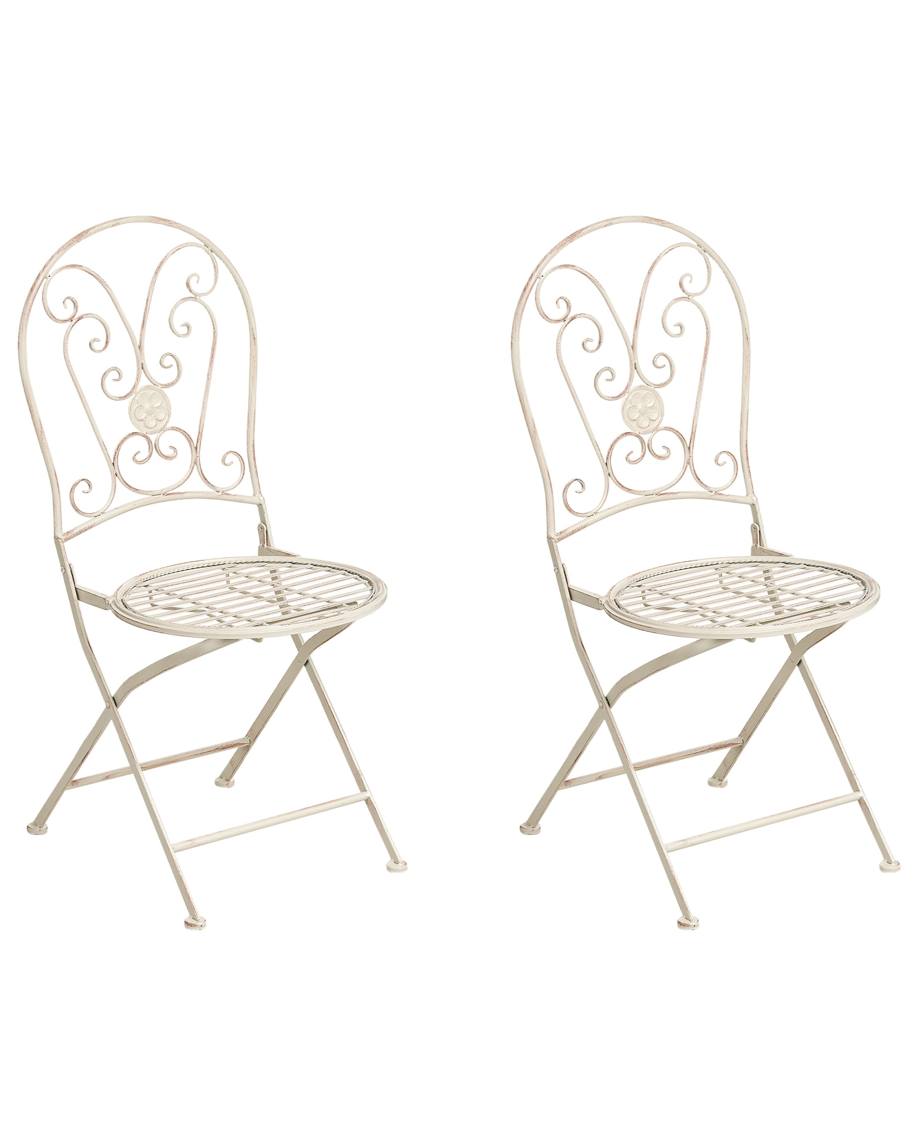 Set of 2 Garden Chairs COGGIA Folding Metal Light Beige