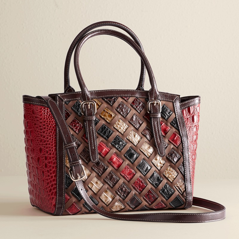 M.C. Handbags Nicole Leather Croco Tote - MIDNIGHT VELVET CATALOG