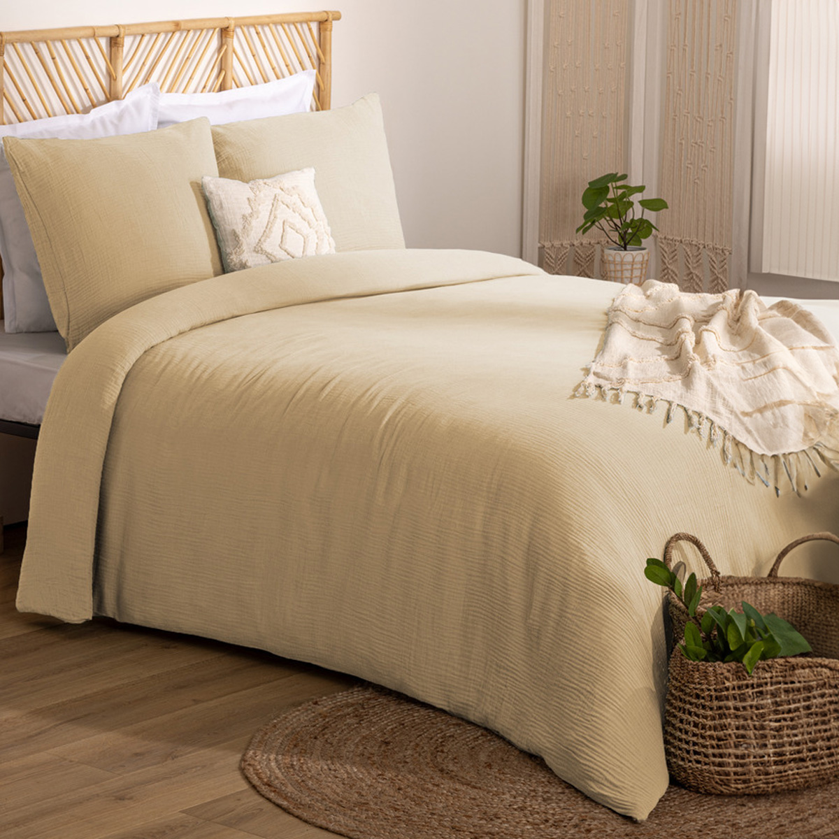 3-piece bed set "Flora" Cotton gauze, Linen, 240x220 cm