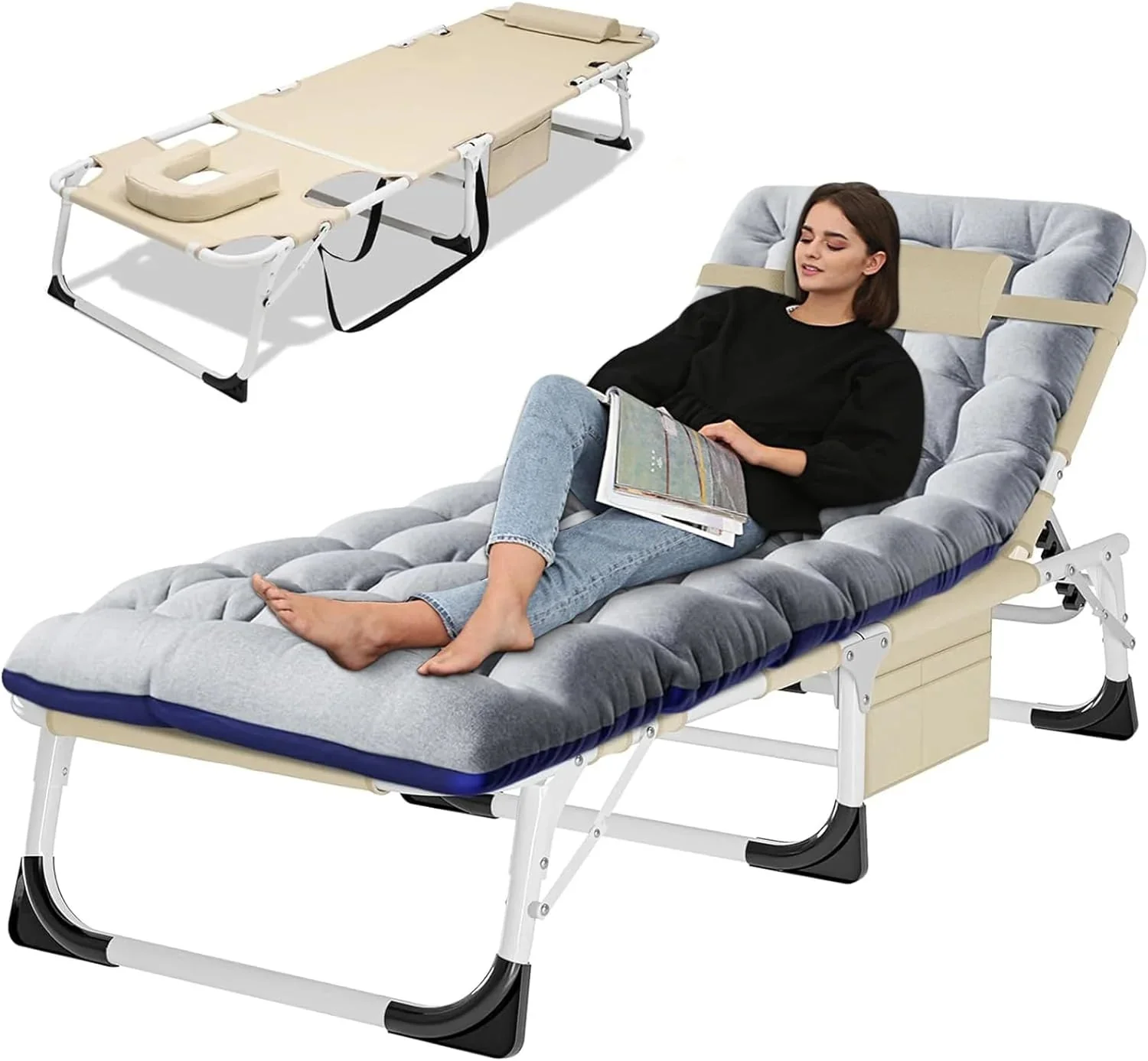 Slsy 5-Position Adjustable Folding Lounge Chair And Cot - 75.2" x 25.6" x 11.8" - Image 138 Slsy 5-Position Adjustable Folding Lounge Chair And Cot - 75.2" x 25.6" x 11.8" - Image 138