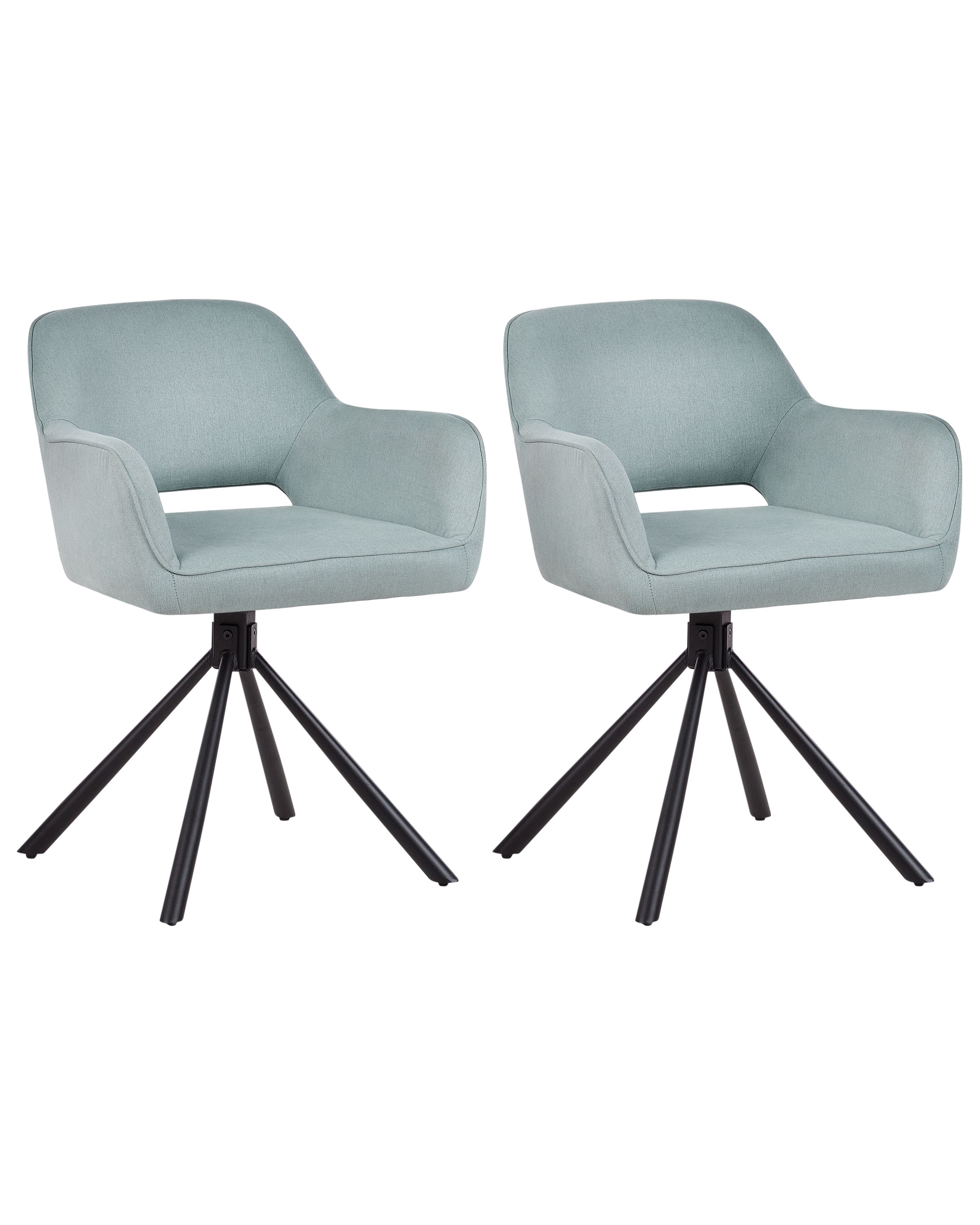 Set of 2 Dining Chairs Swivel LOURES Fabric Light Blue