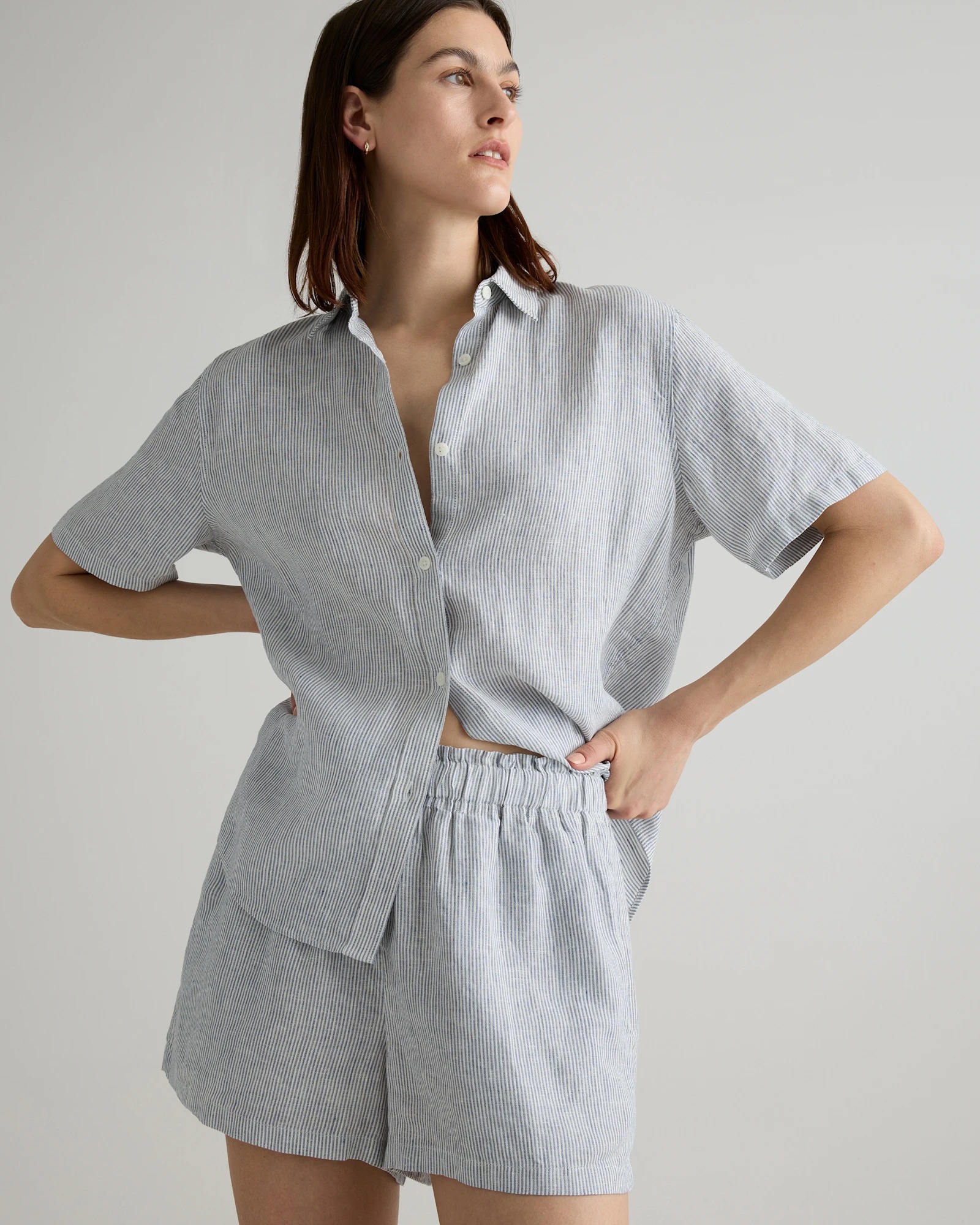 100% European Linen Shorts Pajama Set