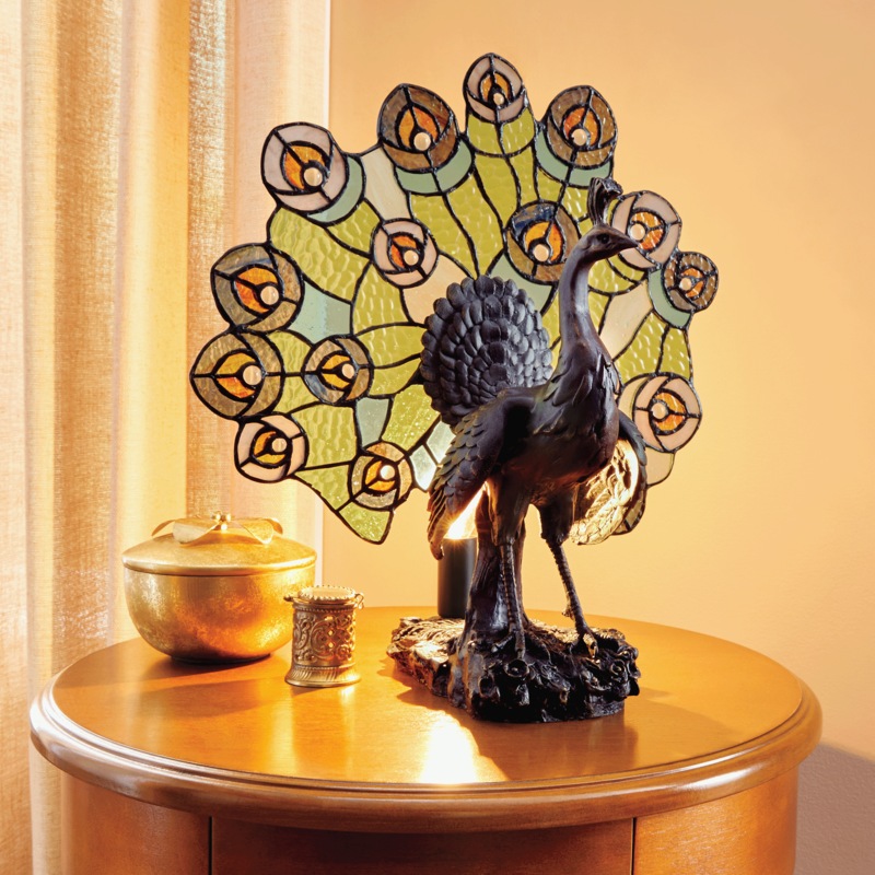 Penny Stained Glass Peacock Lamp - MIDNIGHT VELVET CATALOG