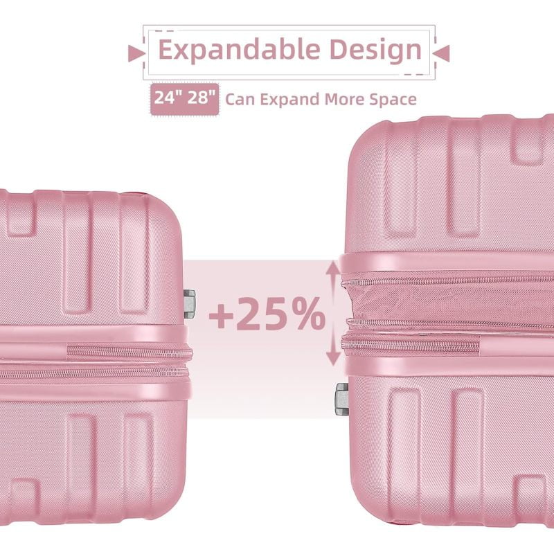 Luggage Sets 6 Piece with Duffel Bags, Hardside Expandable Suitcases with Spinner Wheels TSA Lock, Cream - Image 2
