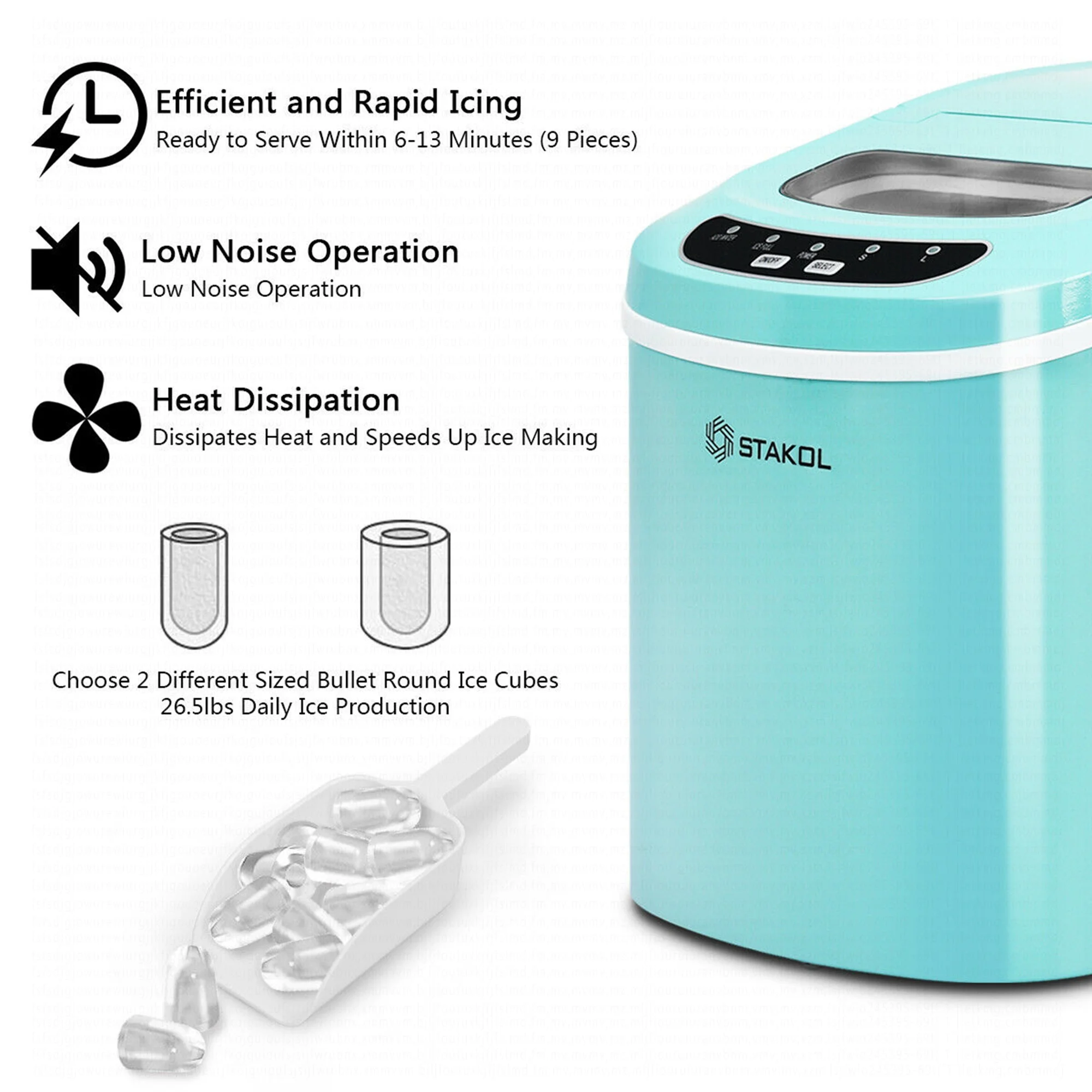 Costway Silver Portable Compact Electric Ice Maker Machine Mini Cube 26lb/Day - Image 41