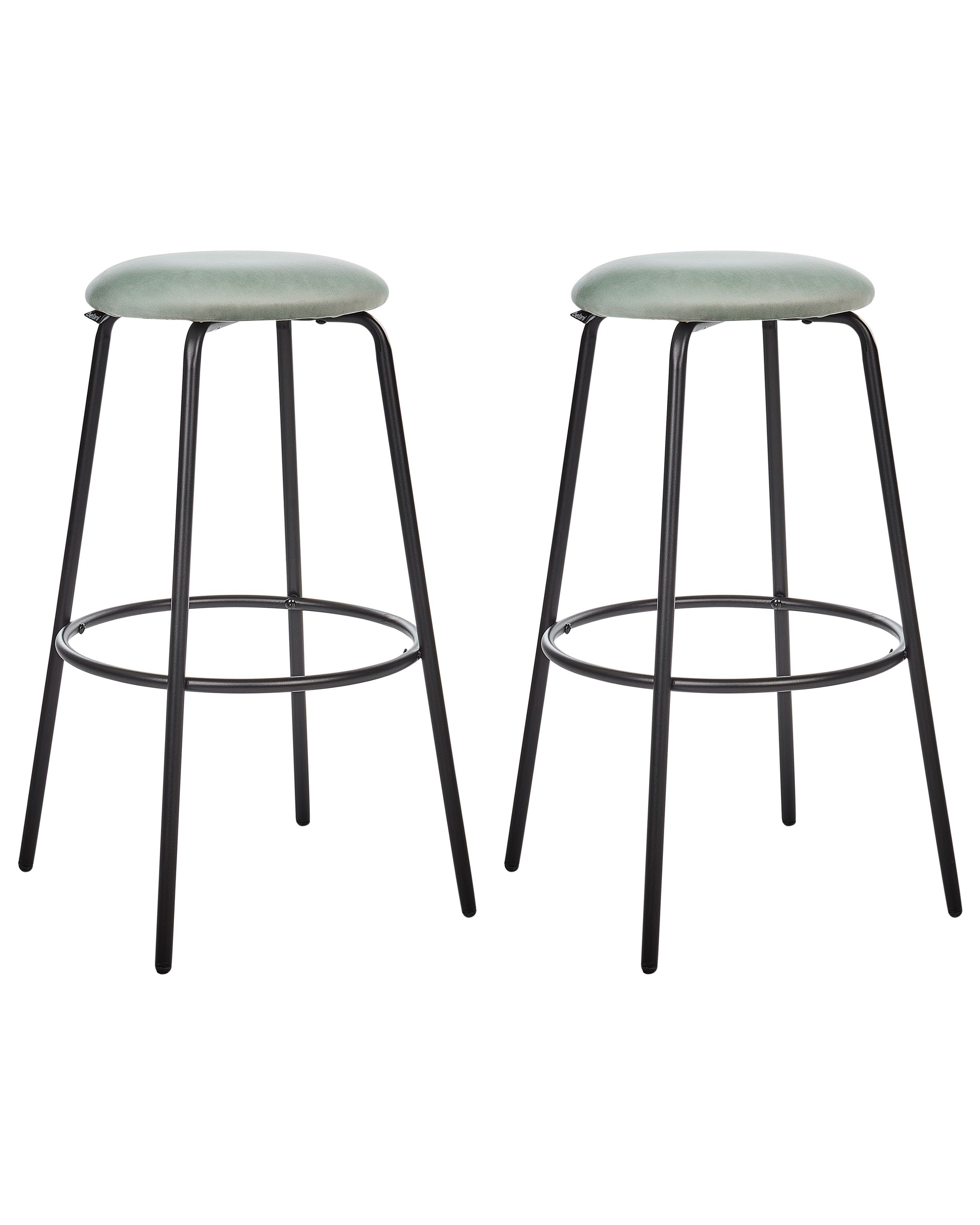 Set of 2 Bar Stools MORTON Velvet Mint Green