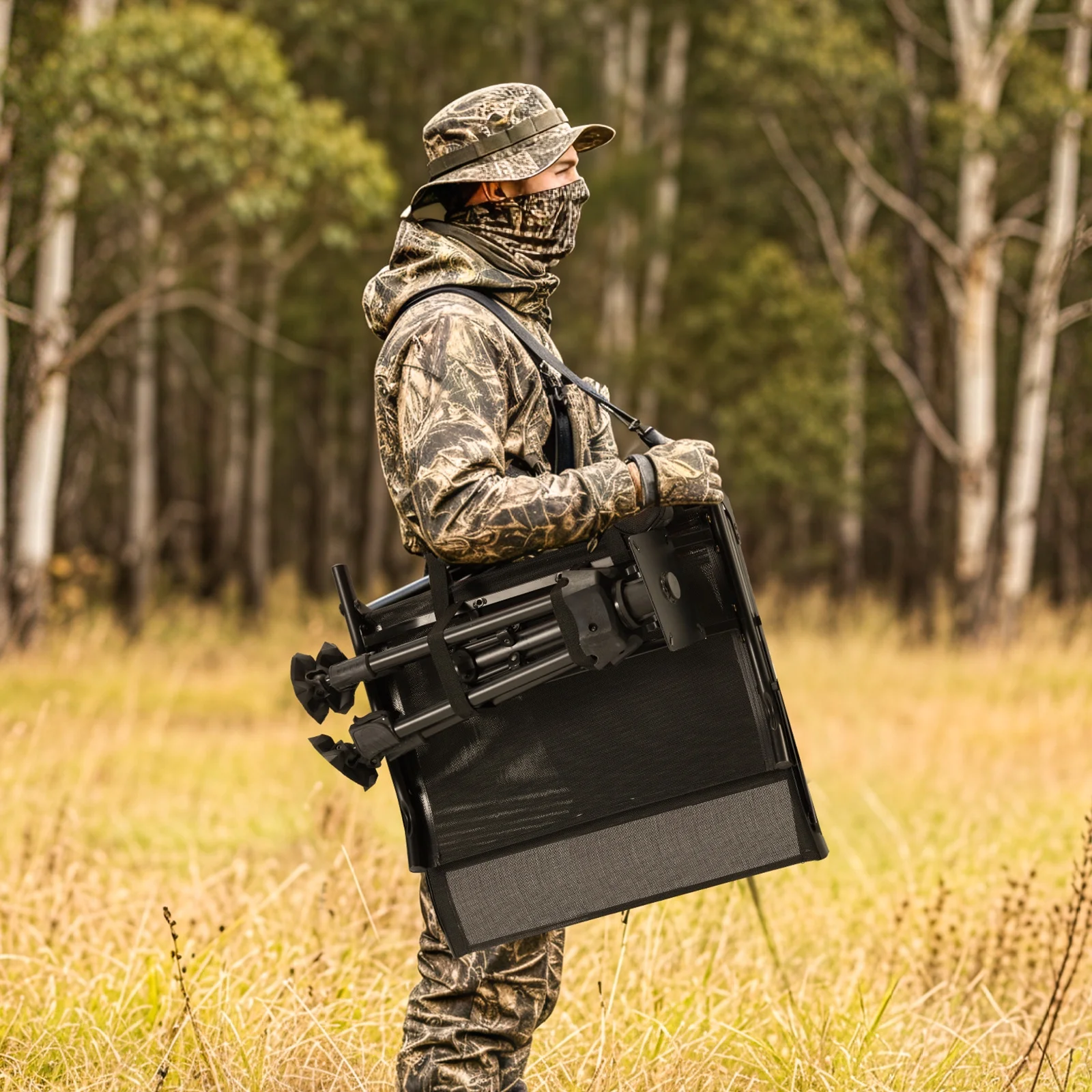 Danrelax 360�� Silent Camo Hunting Blind Chair, Armrests, Side Pouch, Telescopic Legs - Image 50
