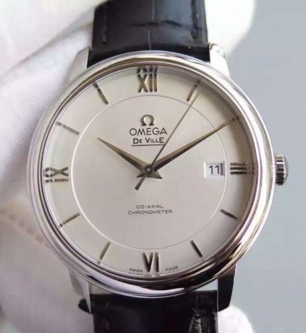 Replica Omega MKF De Ville 39.5mm SS White Dial Black Leather Strap A8500 - Top club