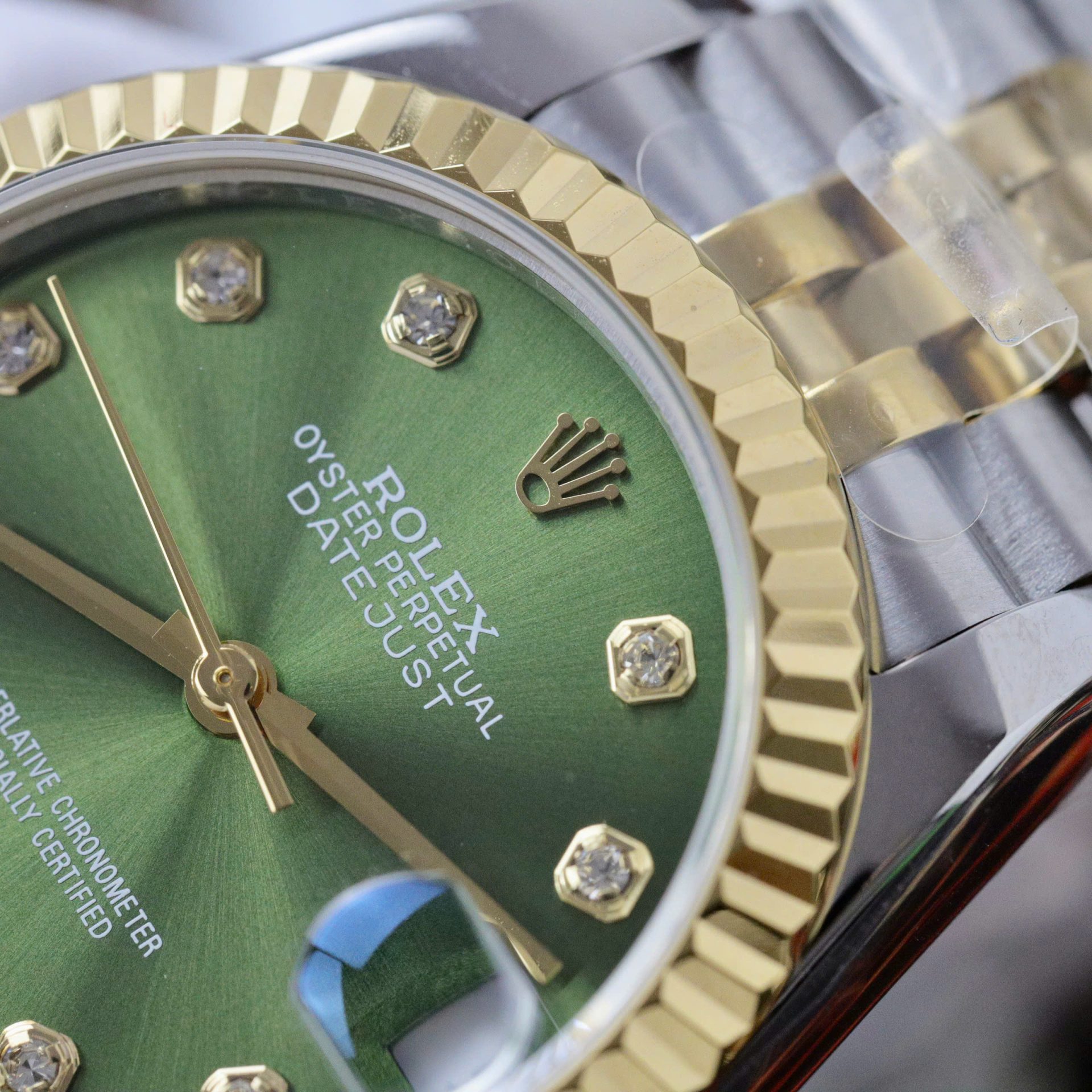 Rolex DateJust Fake Watches Green Dial Jubilee Strap 31mm - Elite Watch Atelier