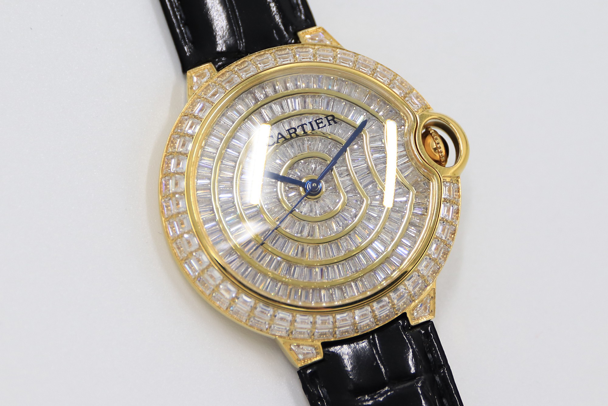Cartier Blue Balloon Square Diamonds Sky Star Watch - Gold - Leather(1:1 replica) - Top club