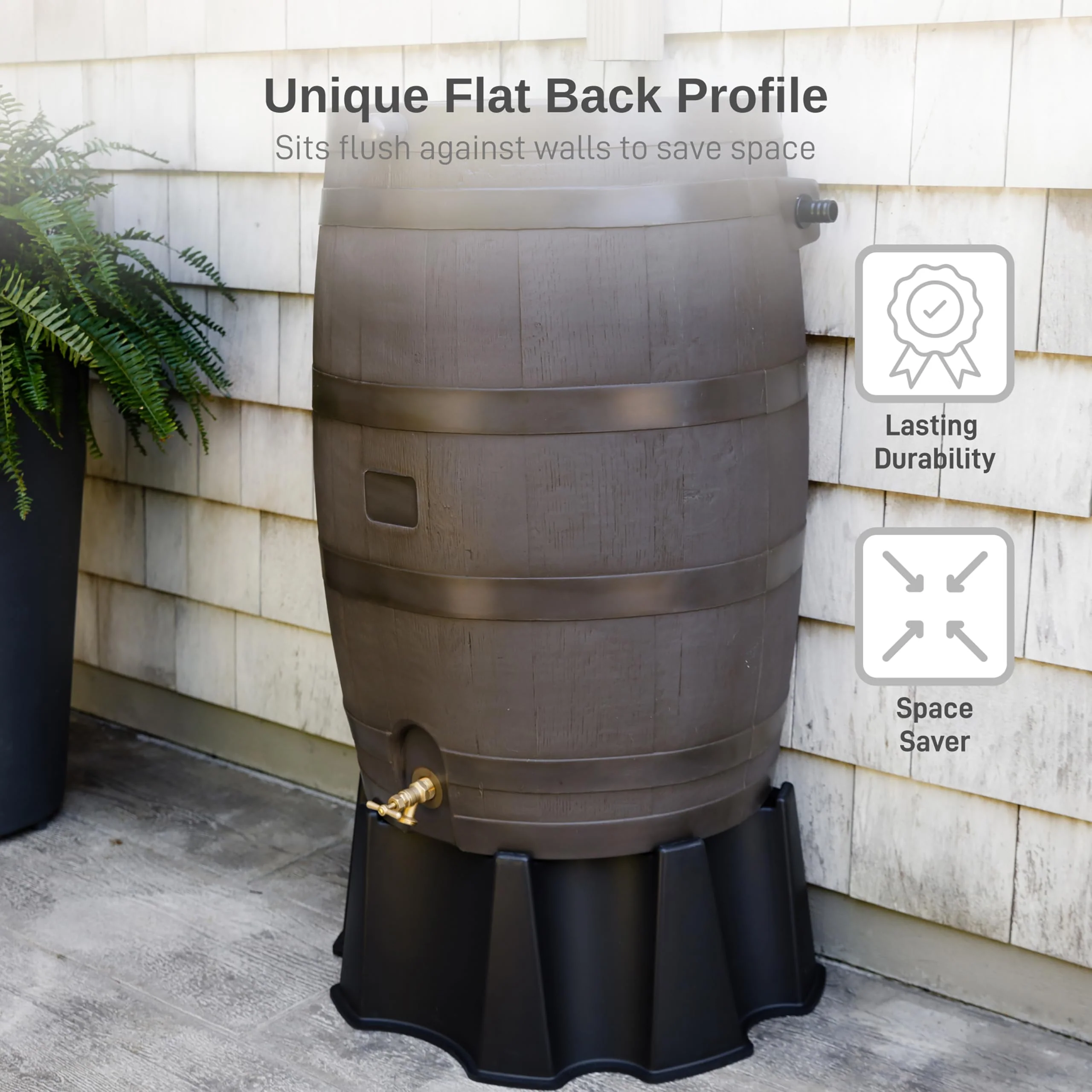 50 Gallon Rain Barrel With Brass Spigot And Flat-Back Design - Image 34 50 Gallon Rain Barrel With Brass Spigot And Flat-Back Design - Image 34