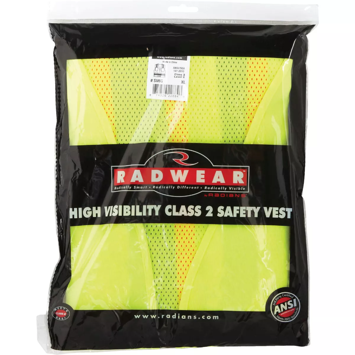 Safety Works Professional ANSI Class 2 Hi Vis Lime Solid Safety Vest, 1 Size Fits Most