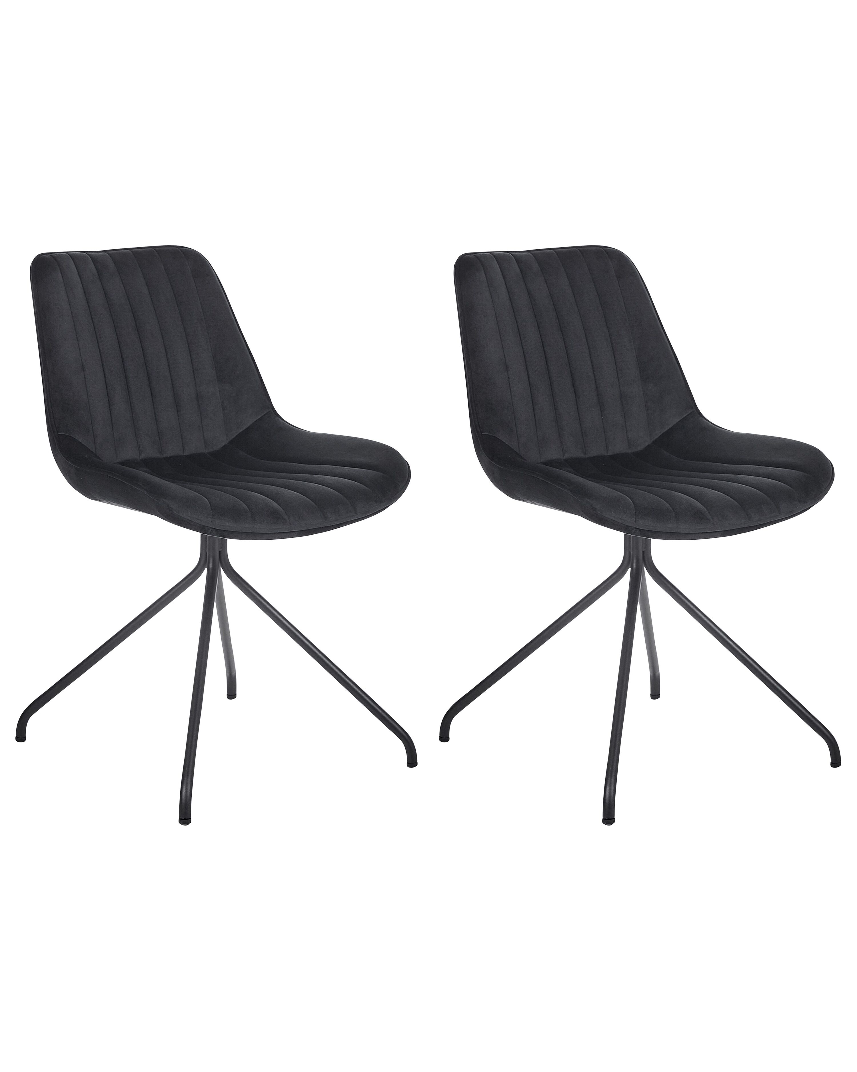 Set of 2 Dining Chairs NAVASOTA Velvet Black
