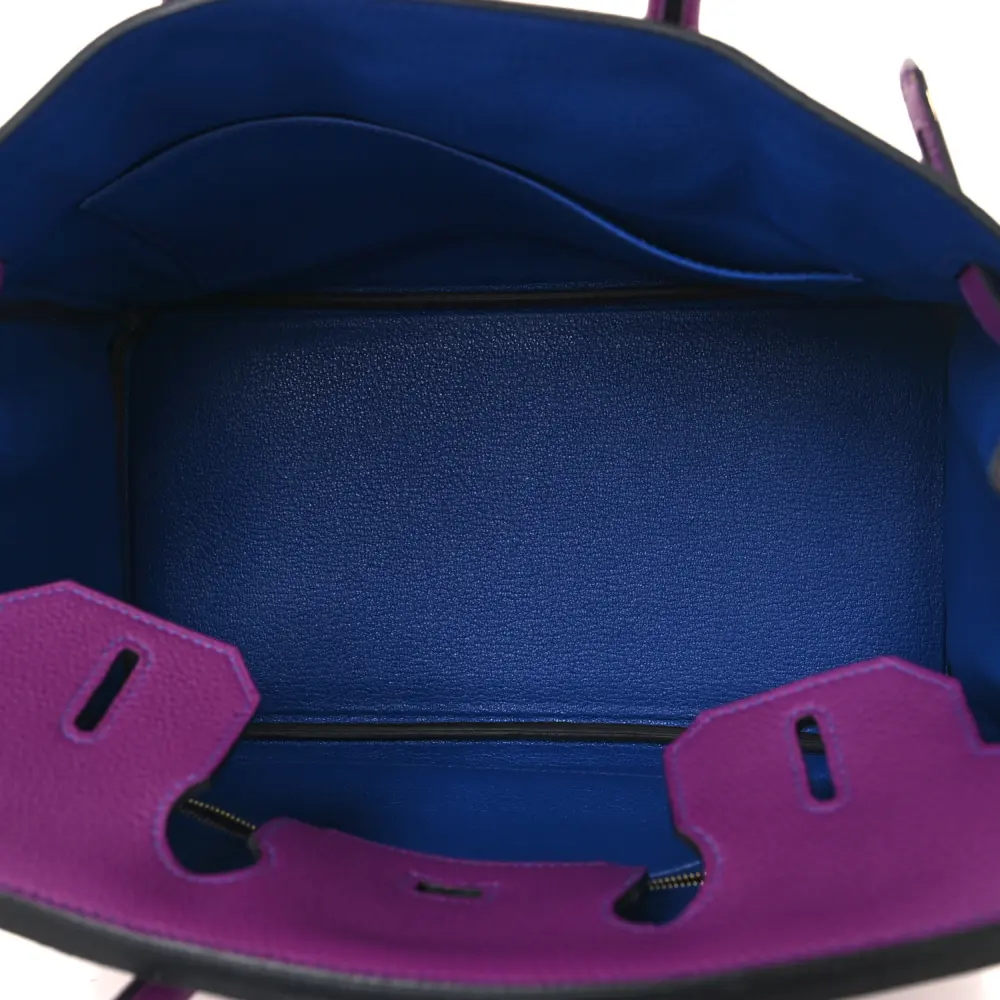 Hermès Anemone / Bleu Electrique Togo Leather Horseshoe Birkin 30 Gold Hardware High-end reps1:1High-quality replica