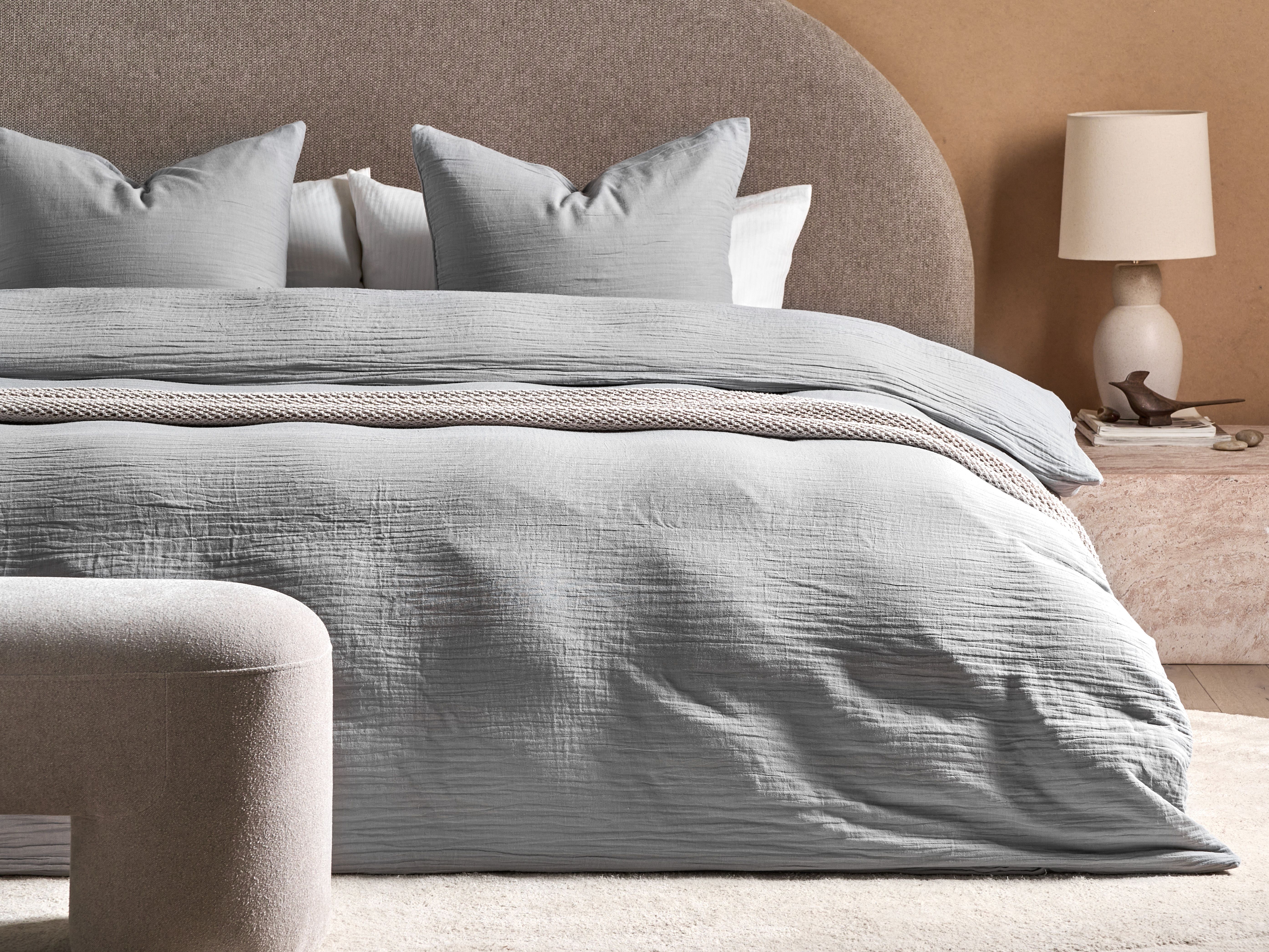 Duvet Cover Set SUMNER Muslin 220 x 240 cm Light Grey
