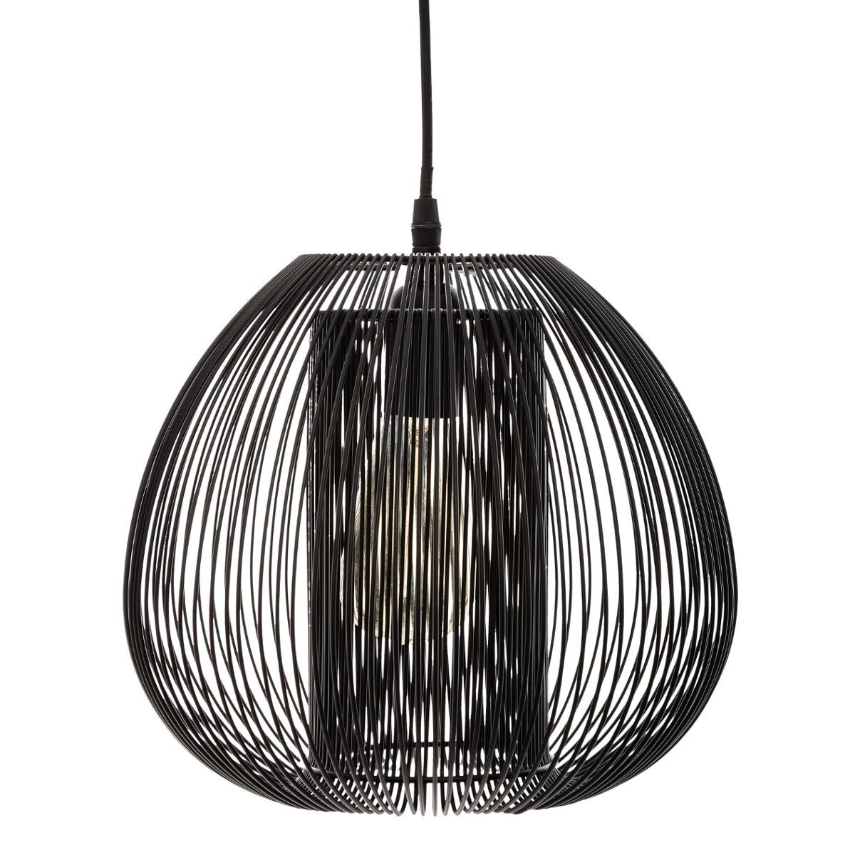 Wire suspension lamp "Noda" Black metal, D.28 cm
