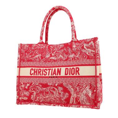 Dior Book Tote shopping bag in red and beige canvas1:1High-quality replica