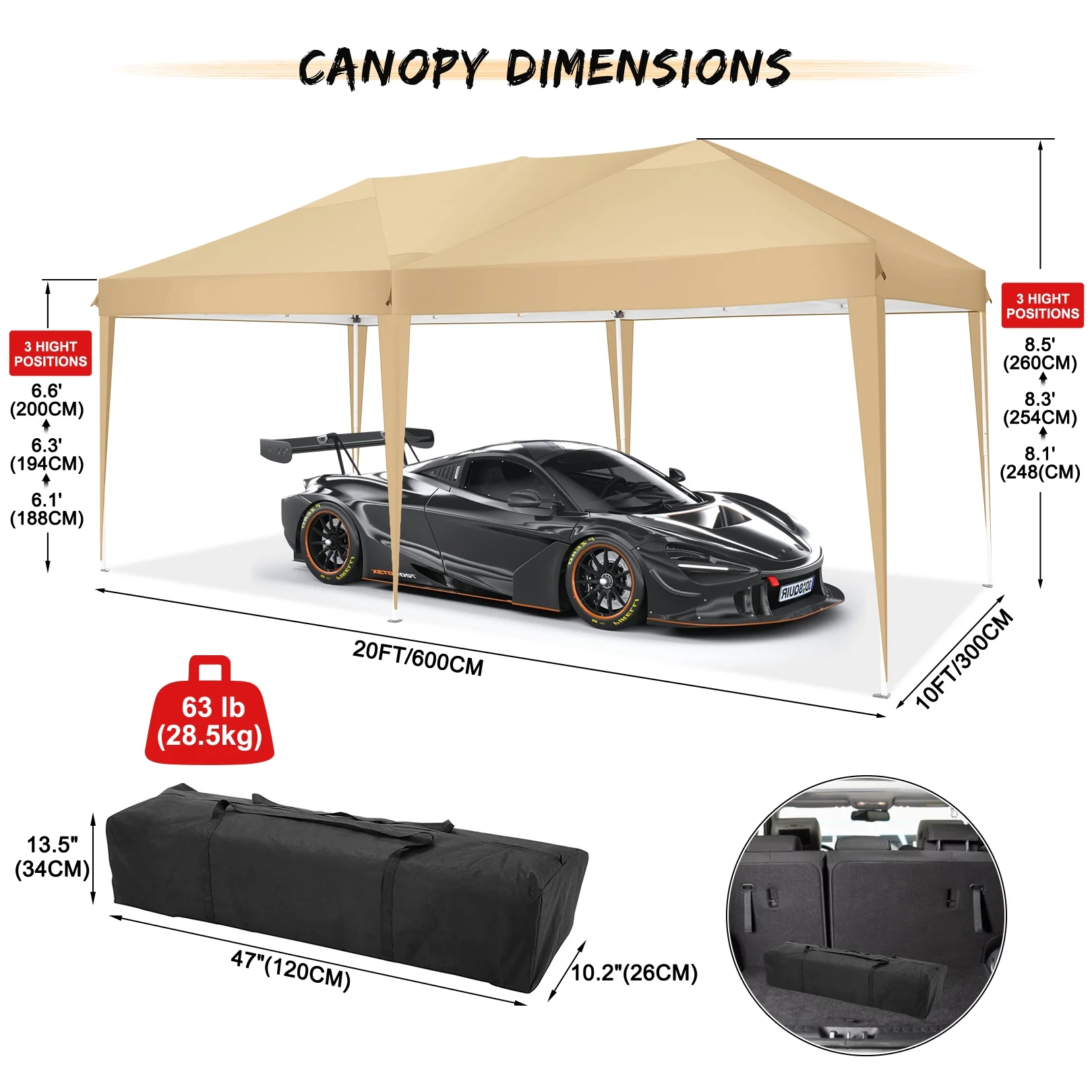 SANOPY 10'x10' EZ Pop Up Canopy Tent Outdoor Party Instant Shelter Portable Folding Beach Canopy with 4 Sandbag & Carrying Bag, Black - Image 33