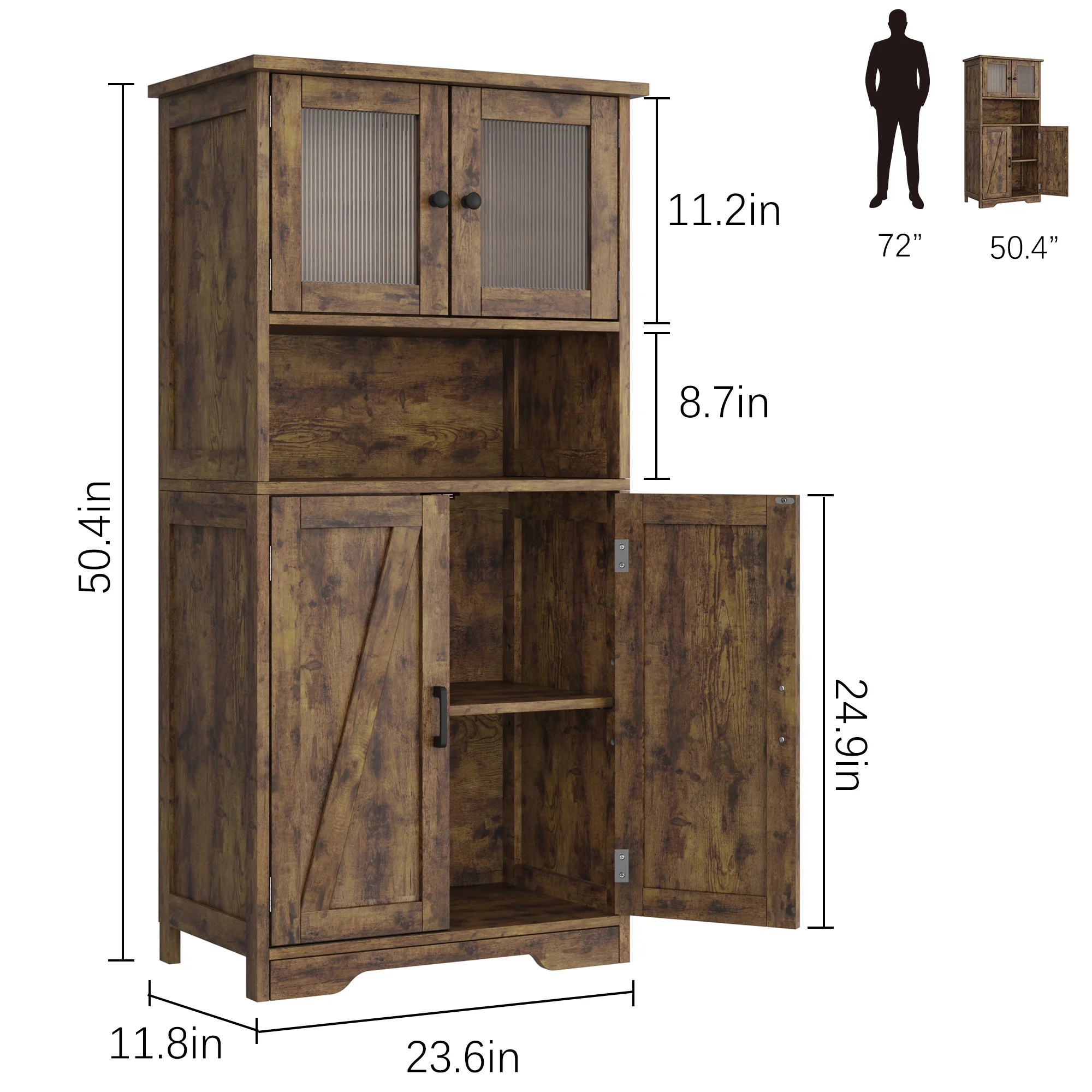 Kitchen Pantry Storage Cabinet with Doors and Shelves, 50.4