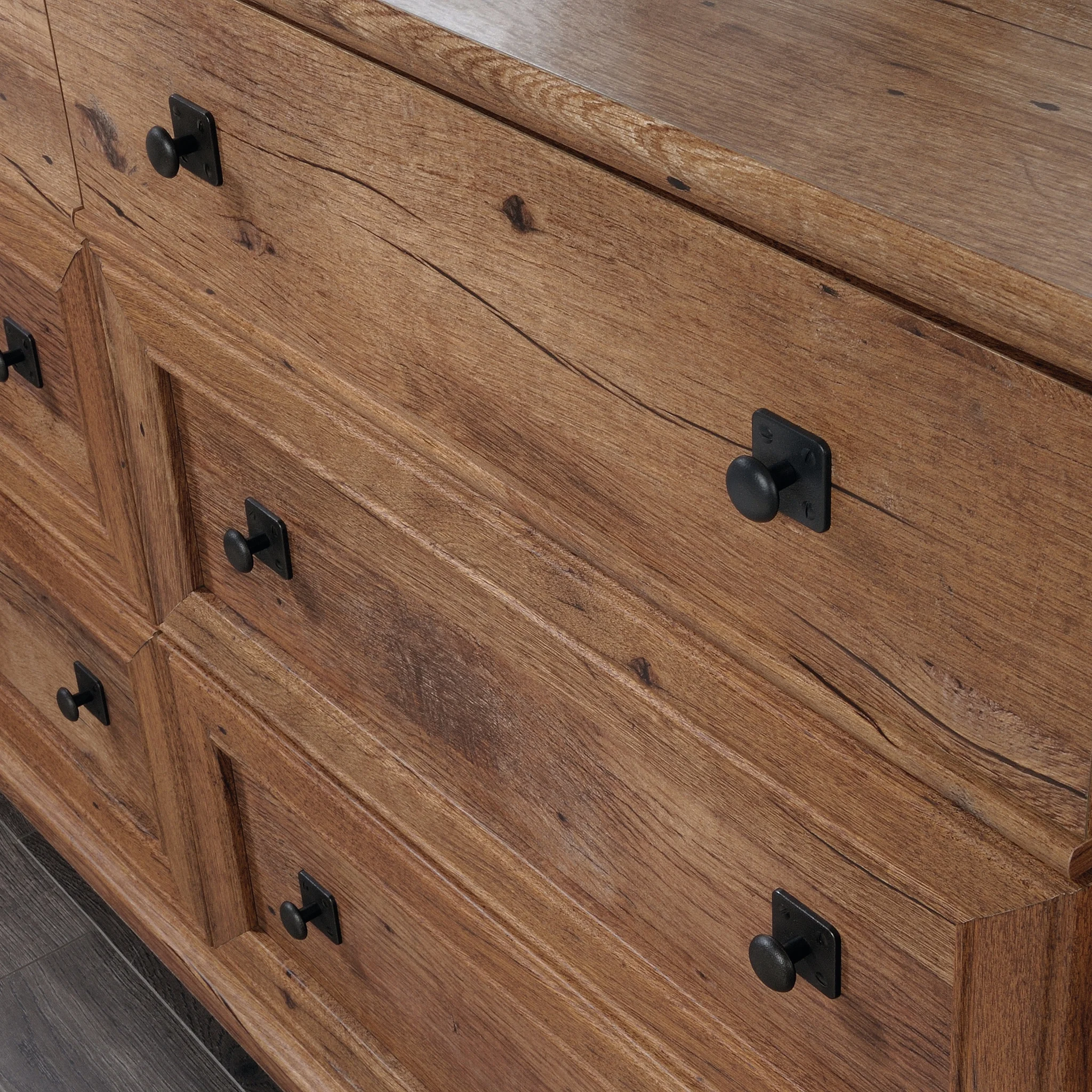Sauder Palladia 6-Drawer Bedroom Dresser, Vintage Oak Finish - Image 8