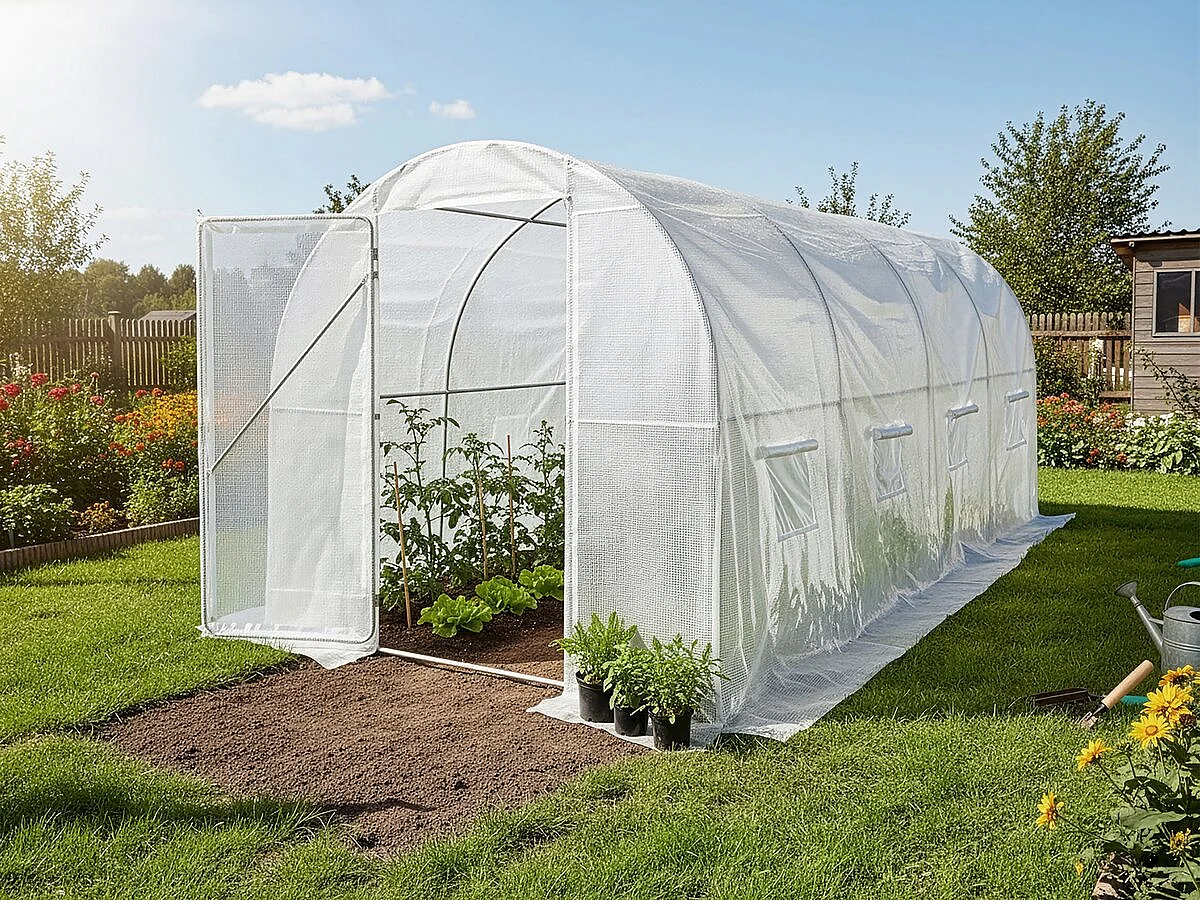Serre tunelle de jardin avec porte 4,5 x 2 m 