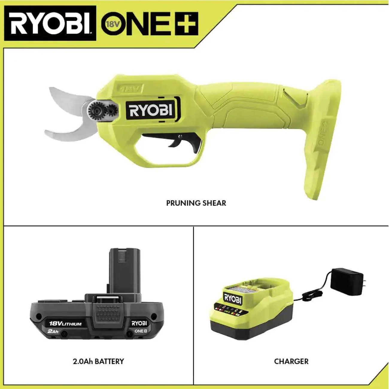 RYOBI ONE+ 18V Cordless Pruner With 2.0 Ah Battery And Charger - Image 3 RYOBI ONE+ 18V Cordless Pruner With 2.0 Ah Battery And Charger - Image 3