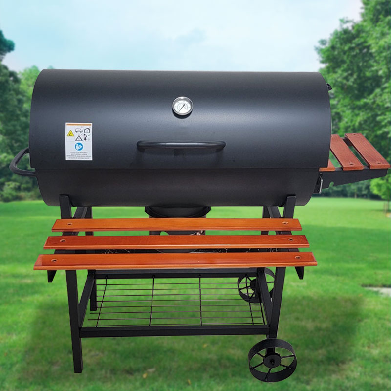 Foldable Double Side Table Stainless Steel BBQ Grill Outdoor Barbecue Smoker Backyard Cooking Charcoal Grill
