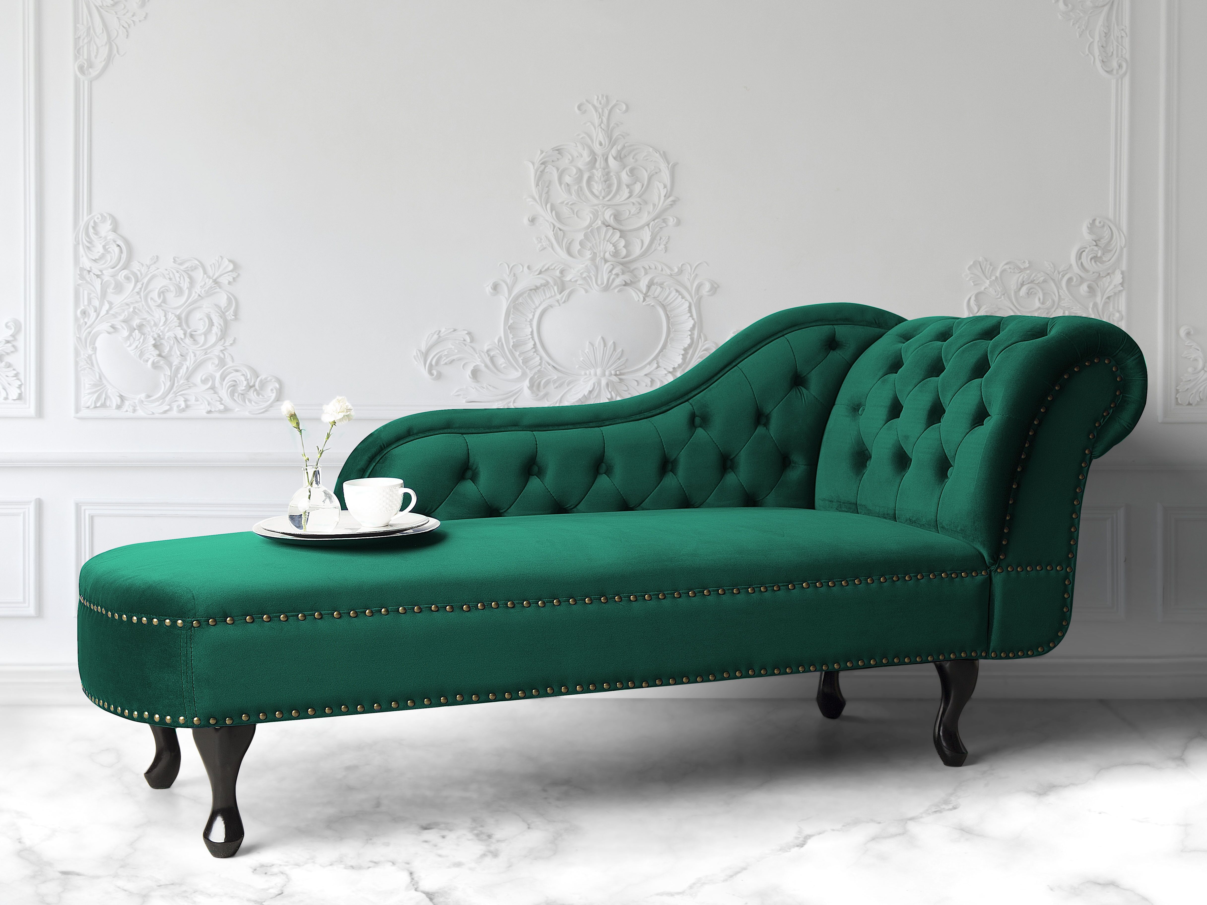 Right-Hand Chaise Lounge NIMES Velvet Green