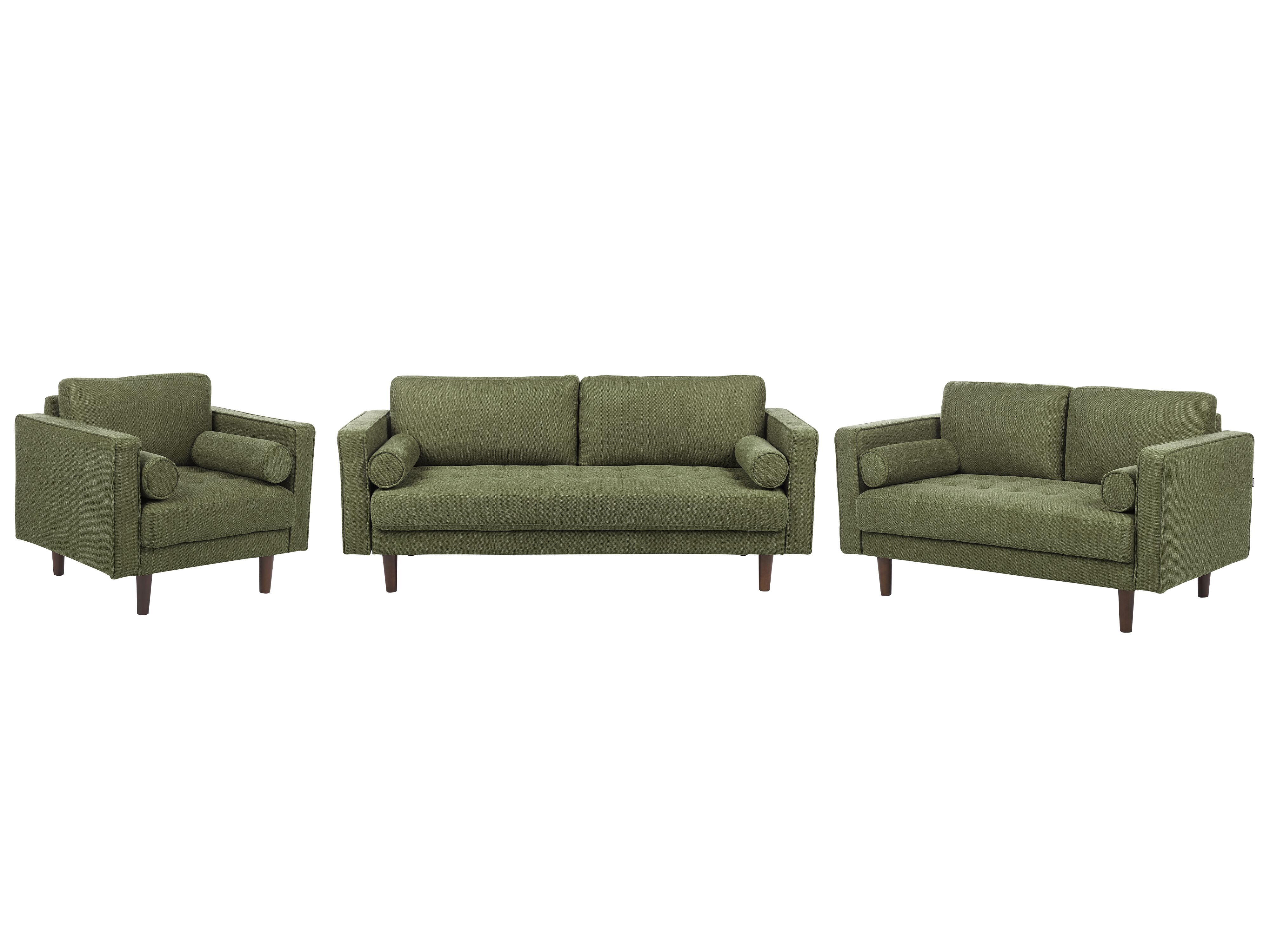 Living Room Set 6 Seater NURMO Fabric Dark Green