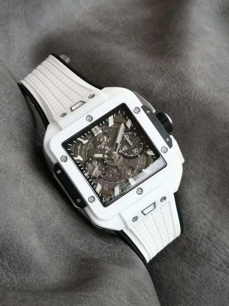 Hublot Replica 1:1 Watch White Ceramic Square Bang Unico Chronograph Factory BBF 42mm - Elite Watch Atelier