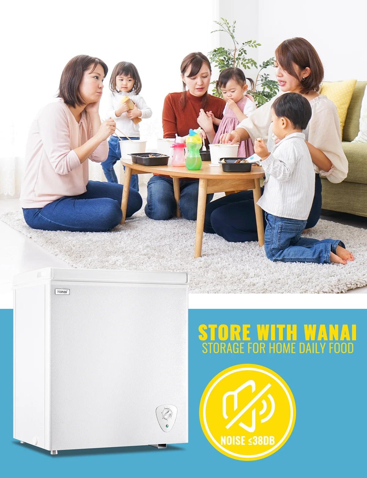 WANAI 3.5 Cu.ft Chest Freezer Small Deep Freeze with 7 Gears Temp Control Office Dorm Kitchen White - Image 22