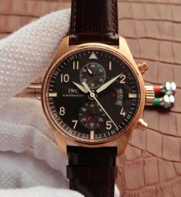 Replica IWC ZF Pilot Chrono RG IW387803 Leather Strap A7750 - Top club