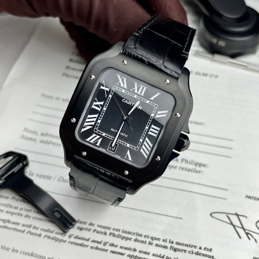 Cartier Santos De Cartier Full Black Replica 1:1 Watch Factory BV 39.8mm - Top club