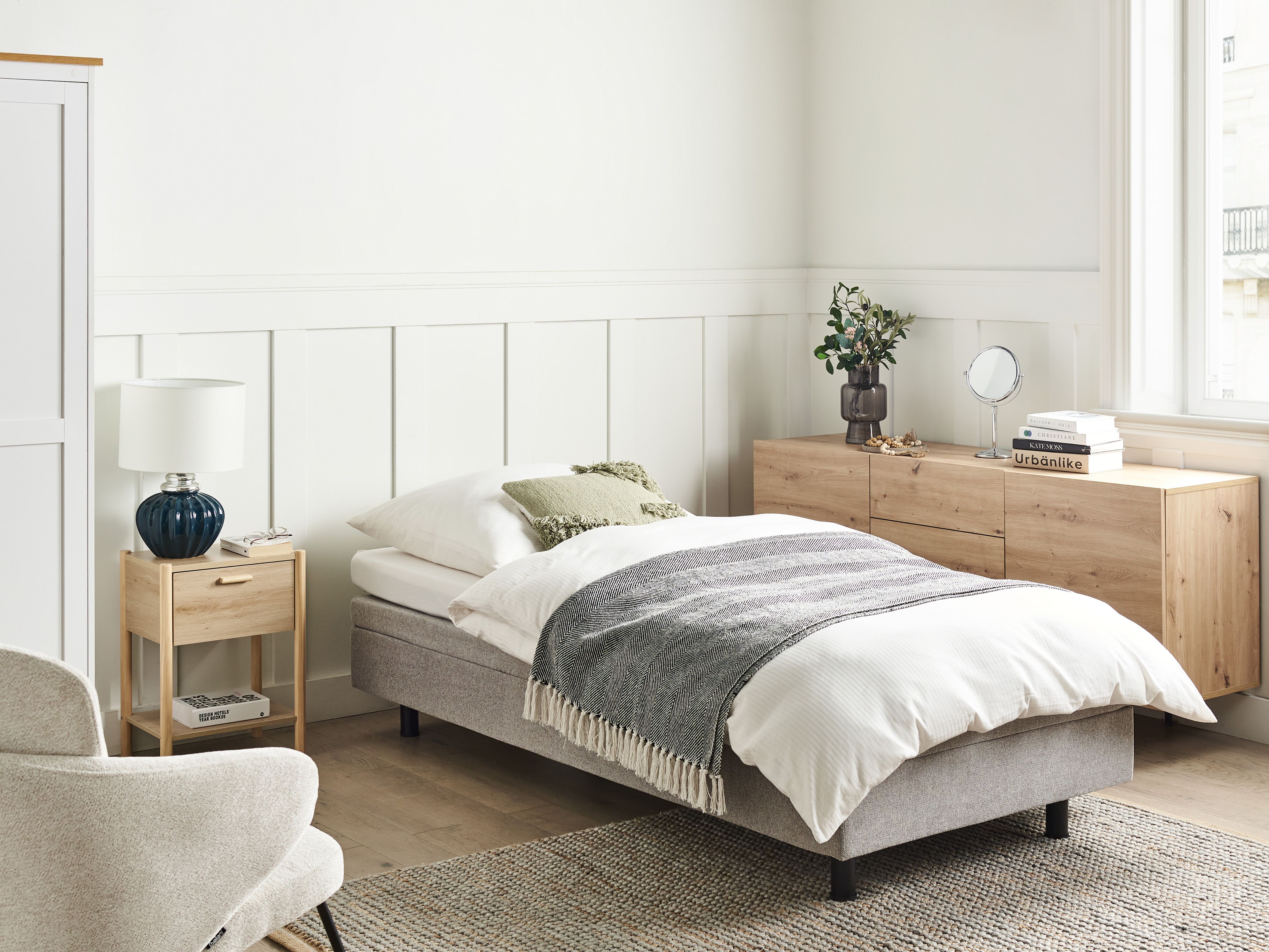 Adjustable Bed without Headboard Fabric DUKE 90 x 200 cm (EU Single) Light Grey