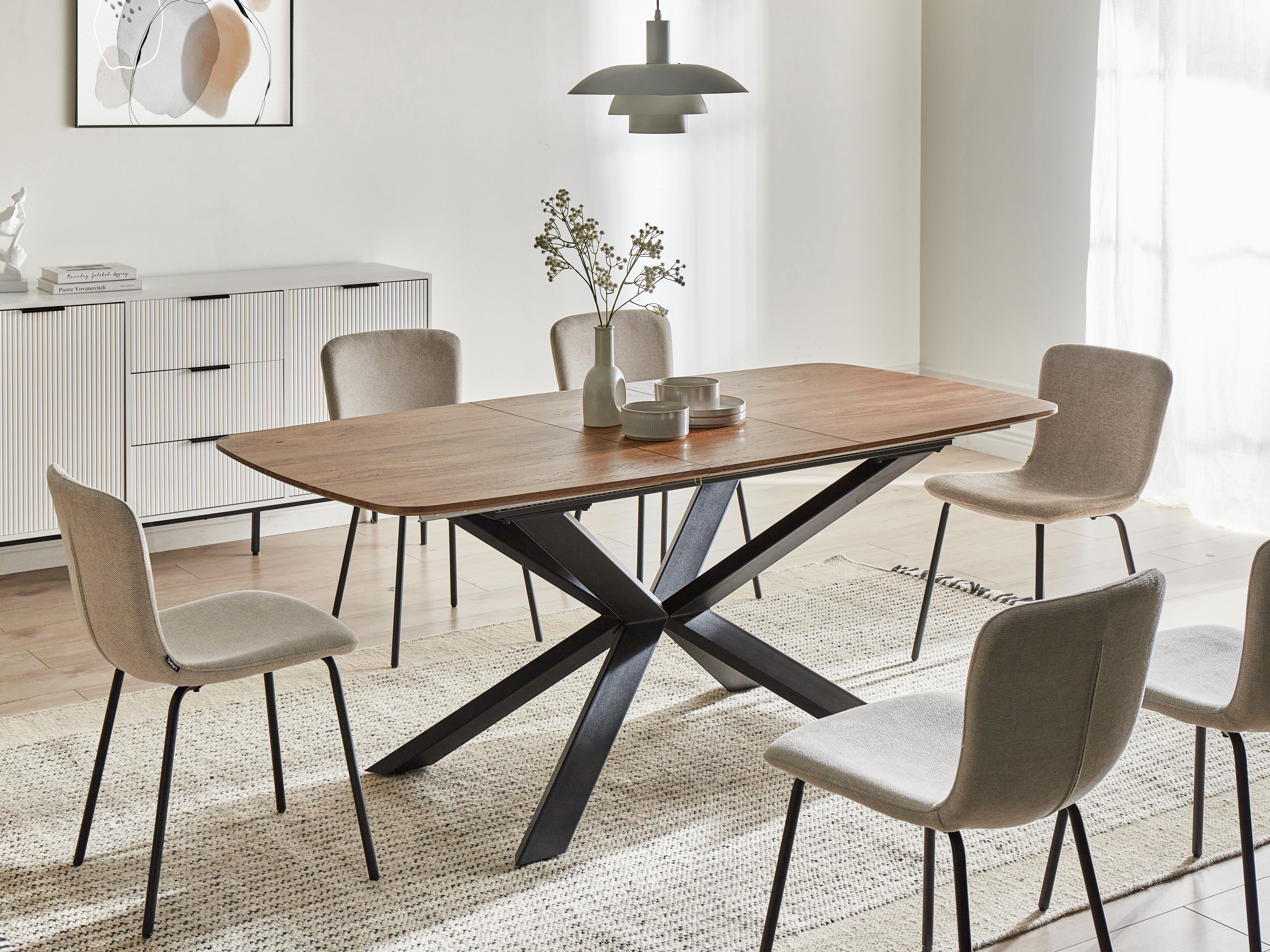 Extending Dining Table GAIRDNER Brown 140/180 cm 90 cm