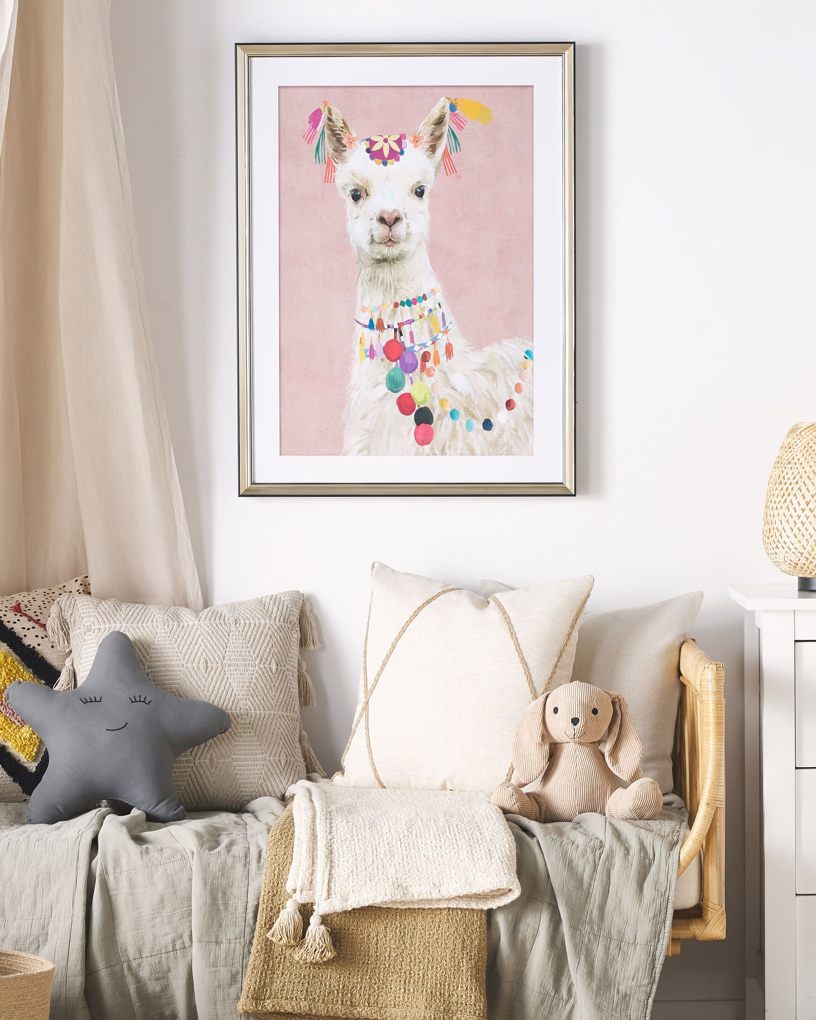Framed Wall Print BALALA Animal Motif 60 x 80 cm Pink