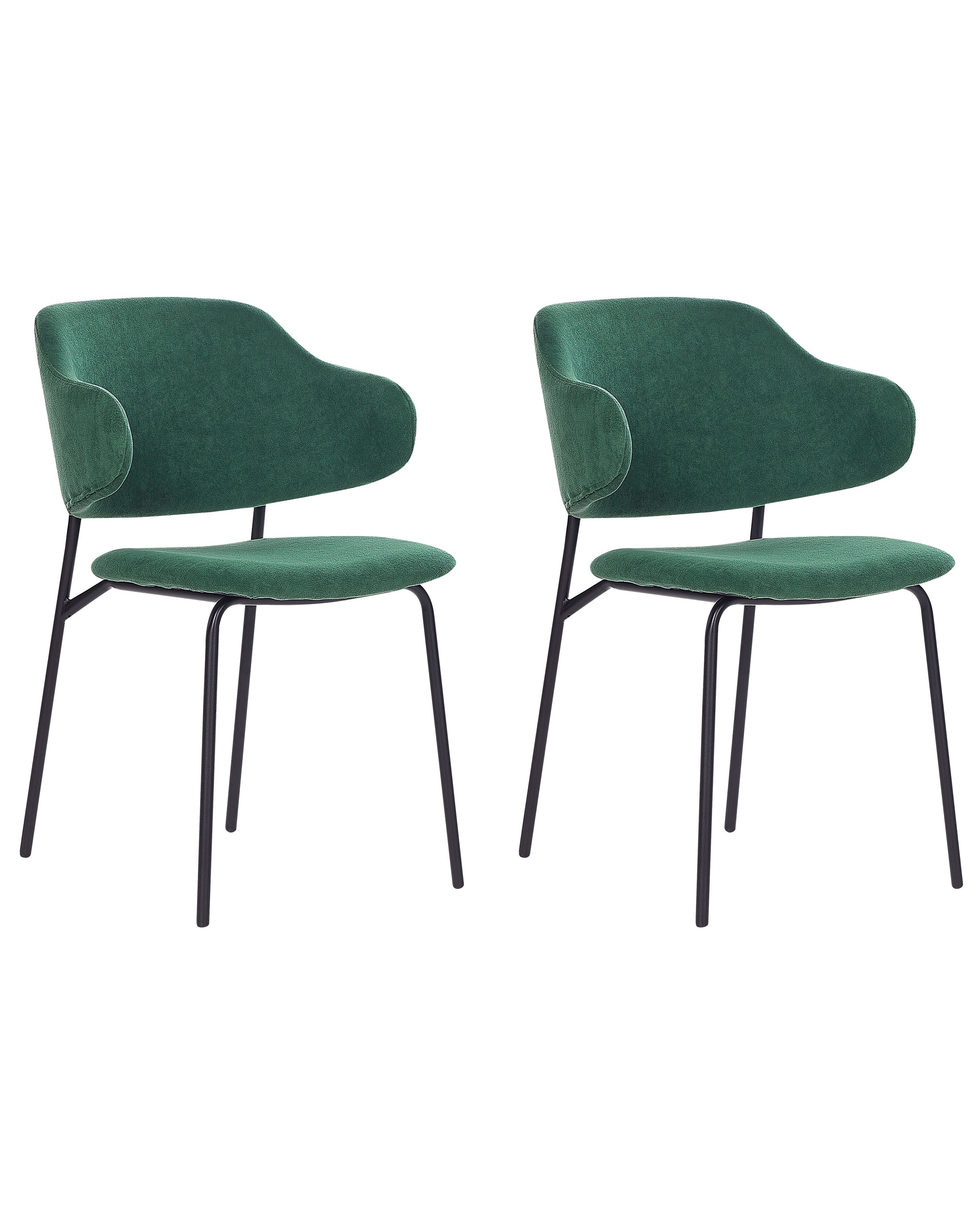 Set of 2 Dining Chairs KENAI Fabric Dark Green