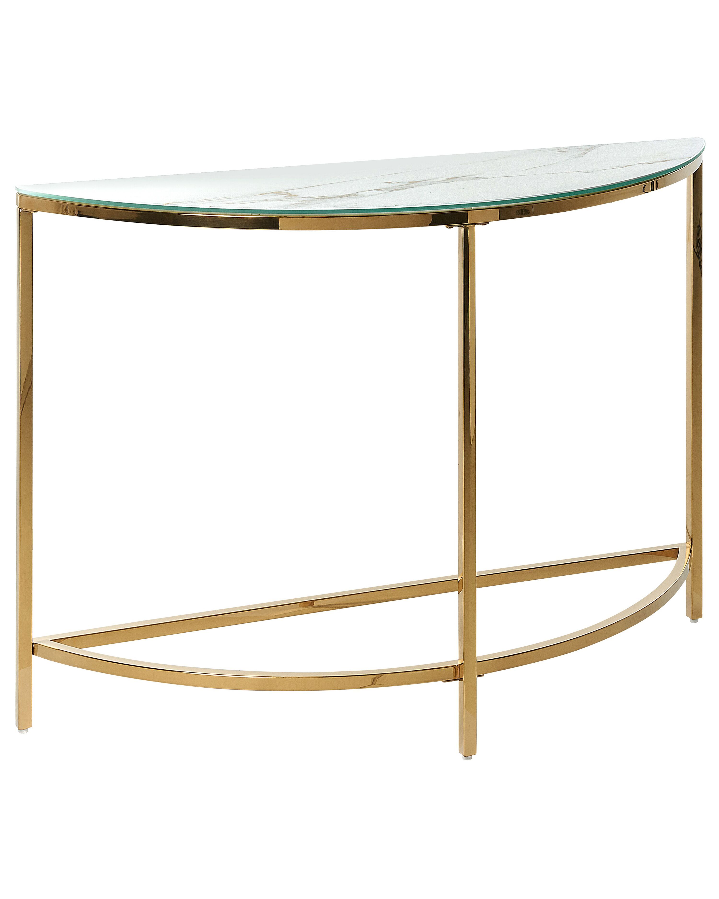 Console Table ORITA Tempered Glass White Marble