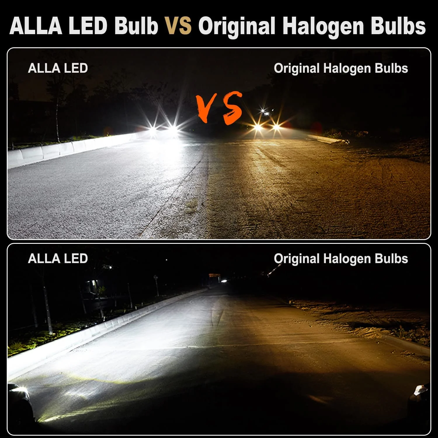 Alla Lighting 9006(HB4) 9005(HB3_ LED Headlights Bulbs Combo High Beam, Low Beam Replacement, 6000K-6500K Xenon White Xtreme Super Bright Conversion Kits