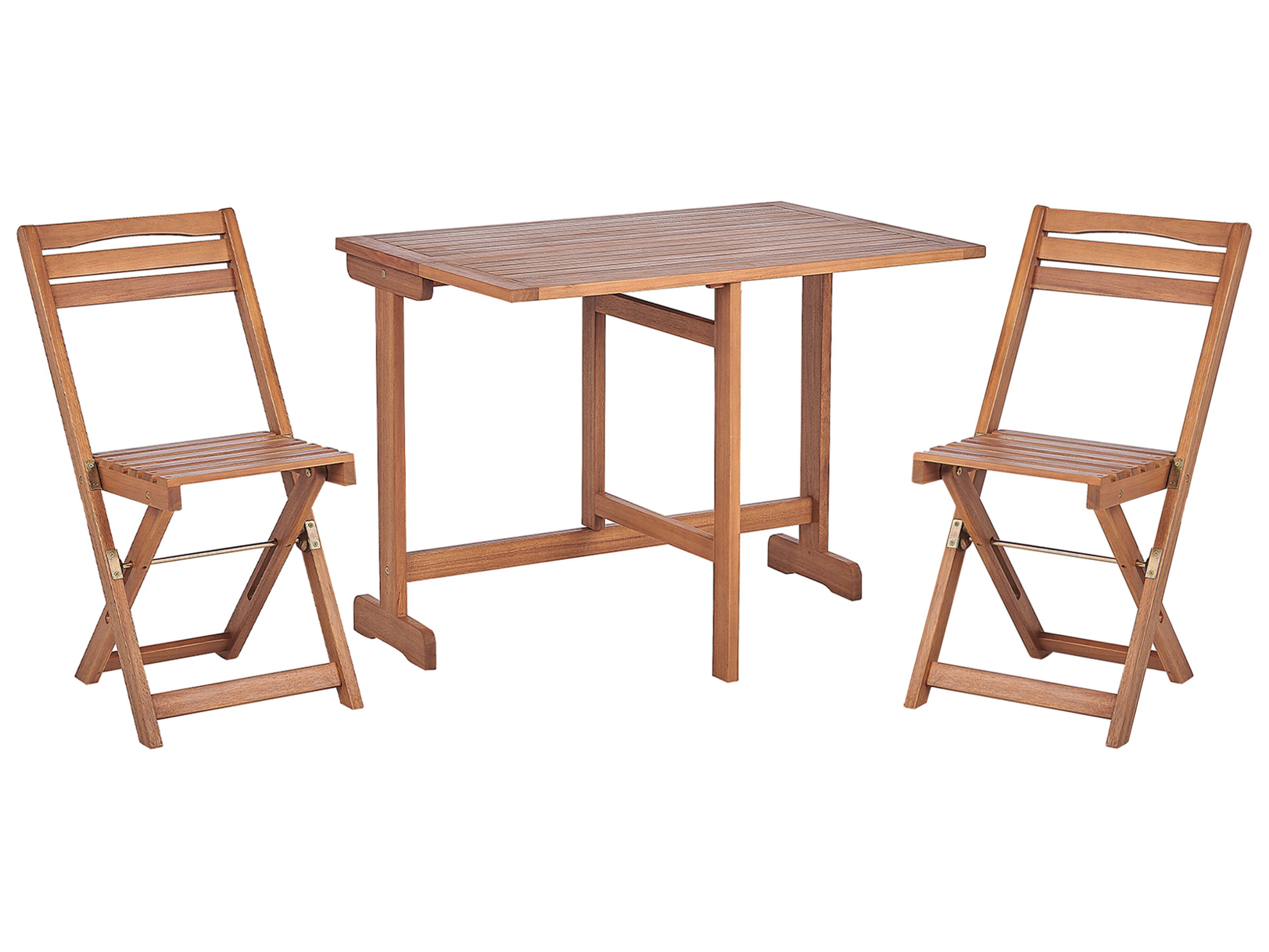 Bistro Set Folding LENOLA Acacia Wood Brown